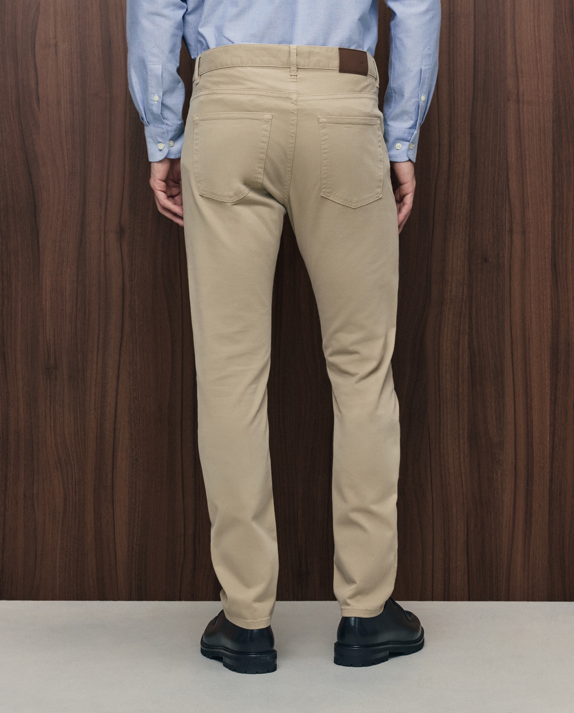 Pantalón 5 bolsillos slim fit twill hombre - Emidio Tucci - Marrón Marrón-3