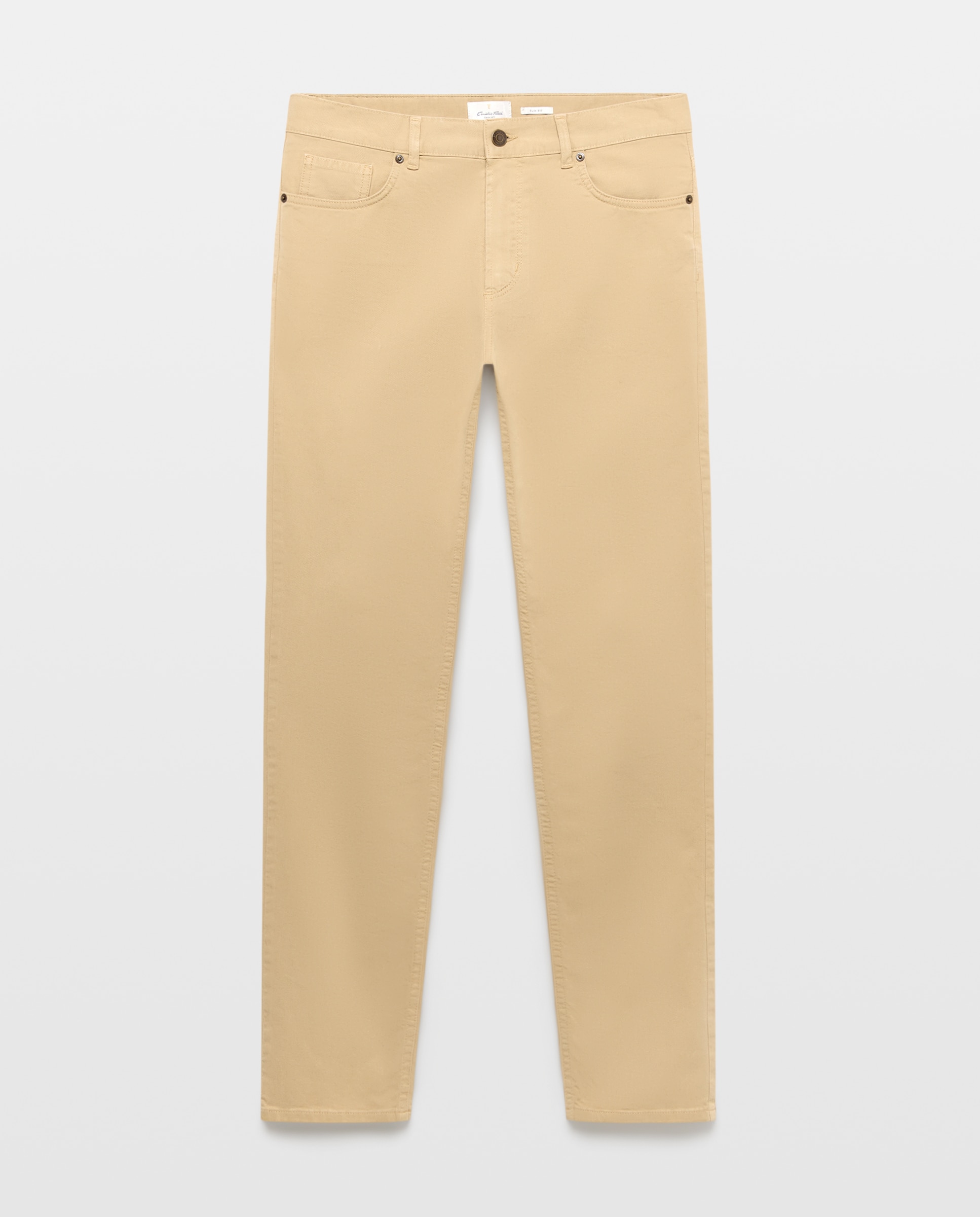 Pantalón 5 bolsillos slim fit twill hombre - Emidio Tucci - Marrón Marrón-4