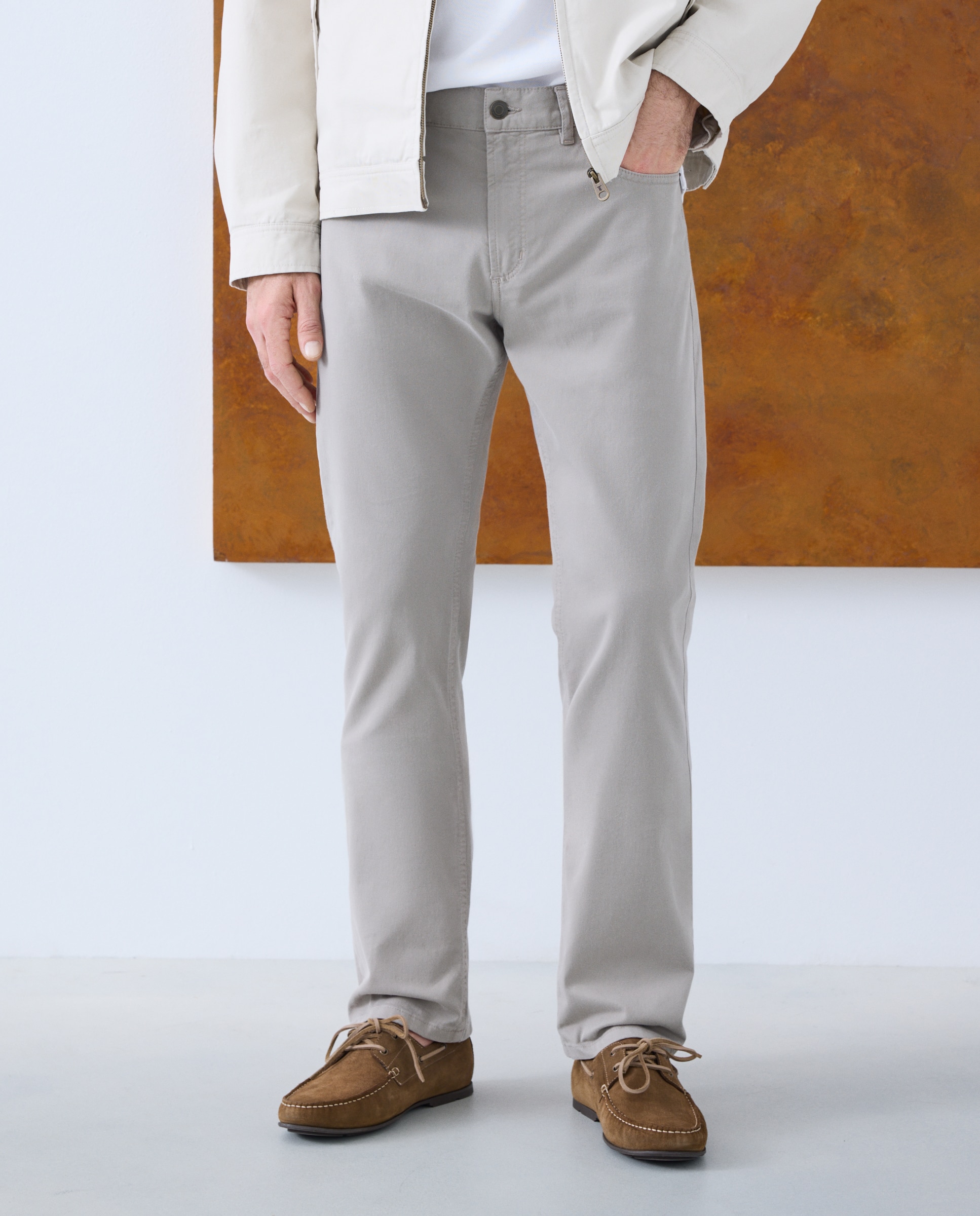 Pantalón 5 bolsillos slim fit twill hombre - Emidio Tucci - Marrón claro Marrón claro-2