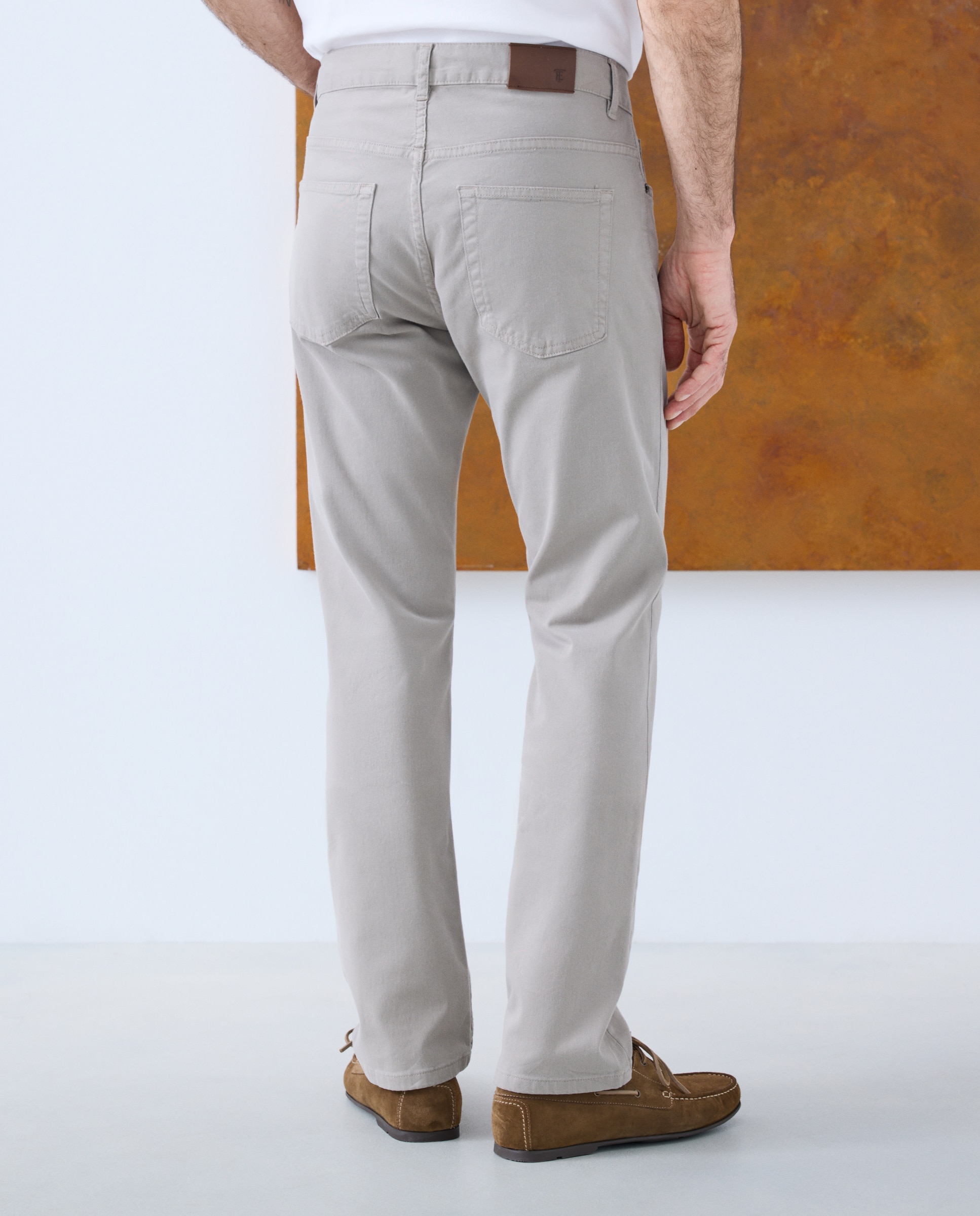 Pantalón 5 bolsillos slim fit twill hombre - Emidio Tucci - Marrón claro Marrón claro-3