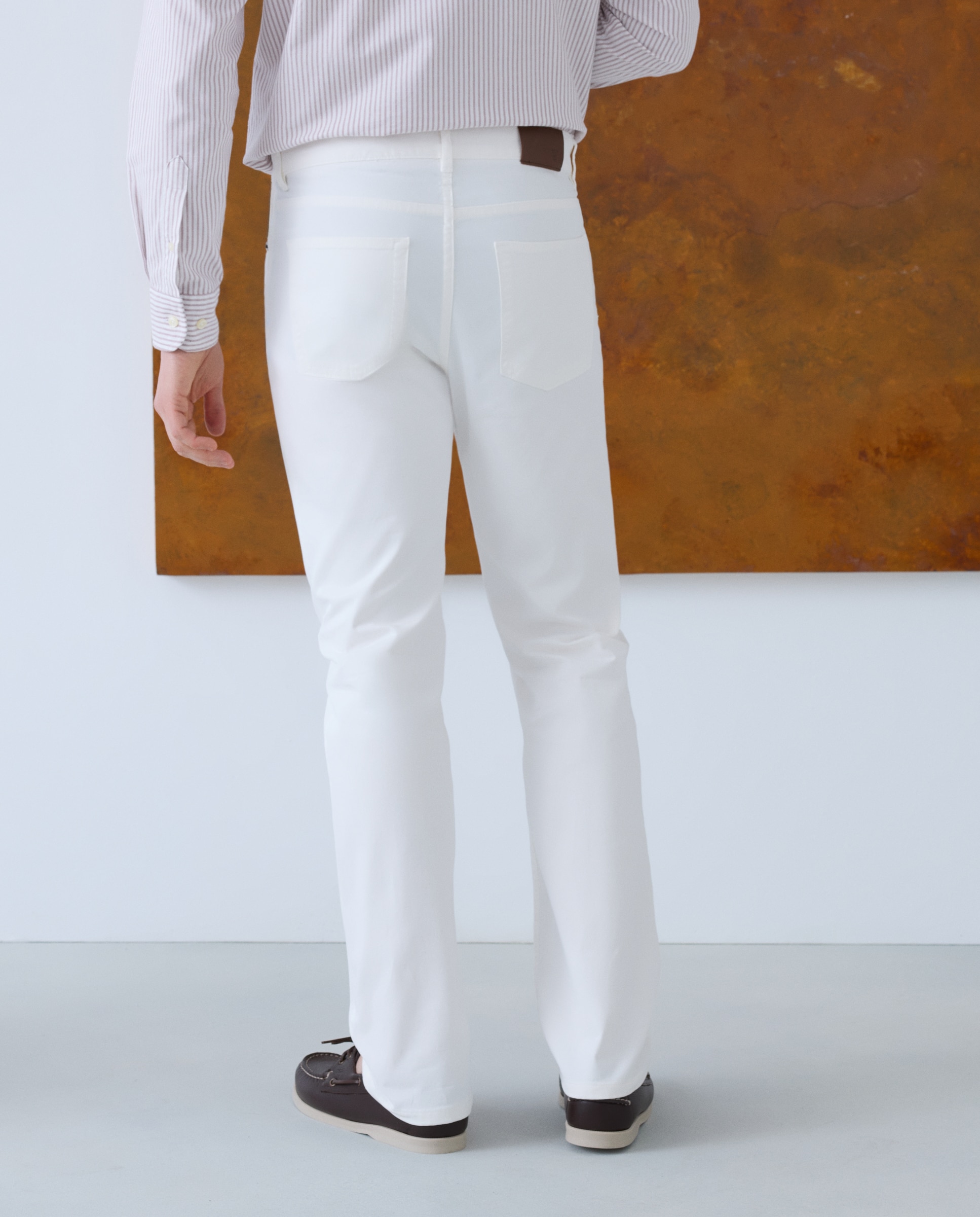 Pantalón 5 bolsillos regular fit twill hombre - Emidio Tucci - Blanco Blanco-3