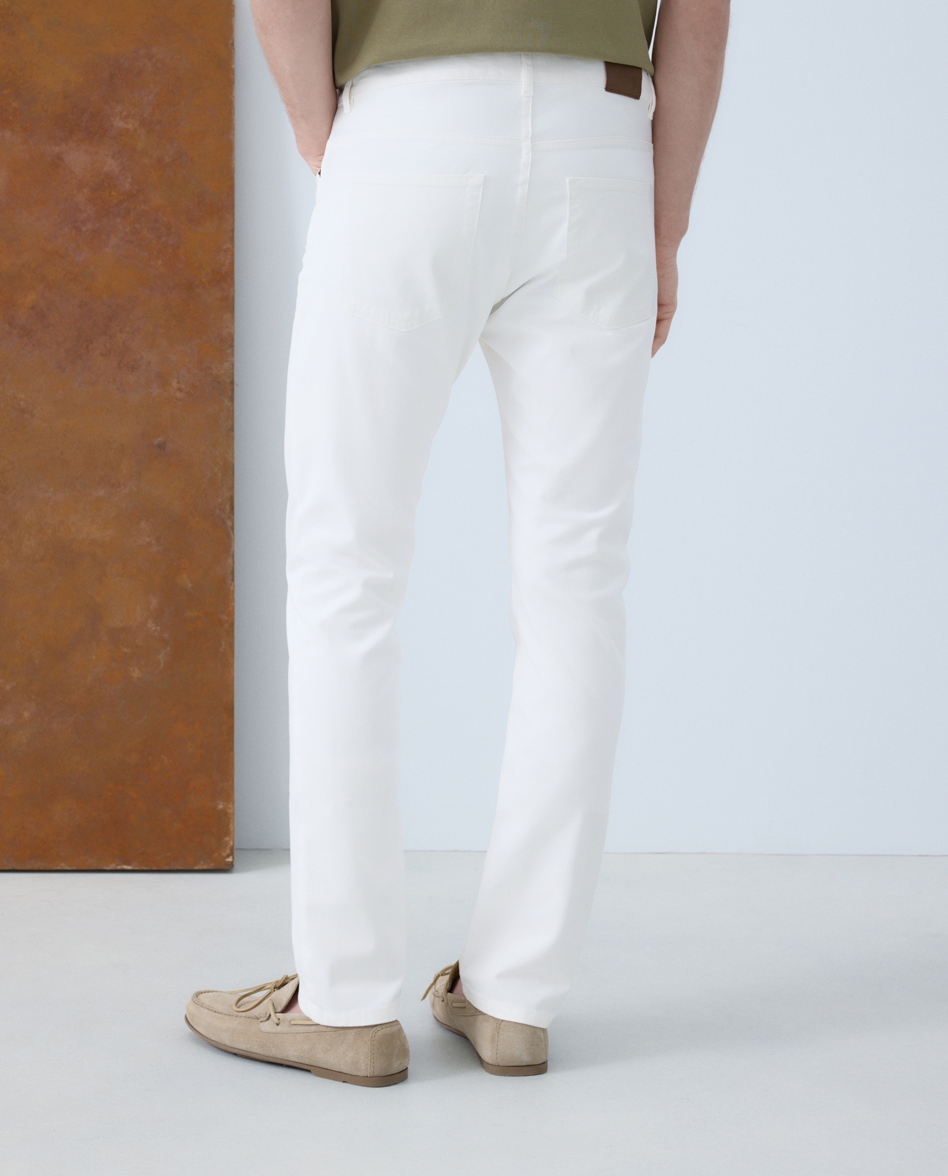 Pantalón 5 bolsillos slim fit twill hombre - Emidio Tucci - Azul marino Azul marino-3