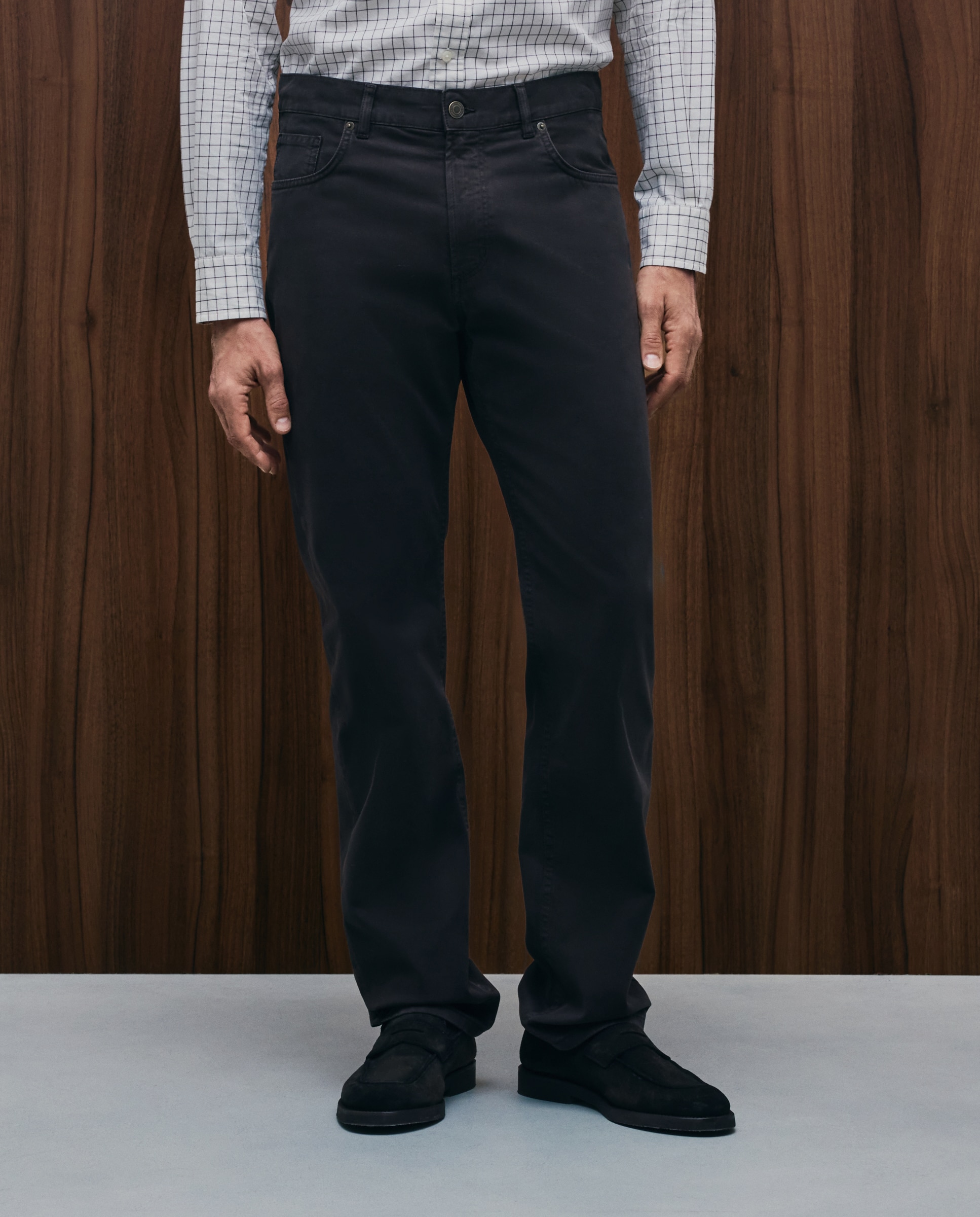 Pantalón 5 bolsillos regular fit twill hombre - Emidio Tucci - Marrón Marrón-2