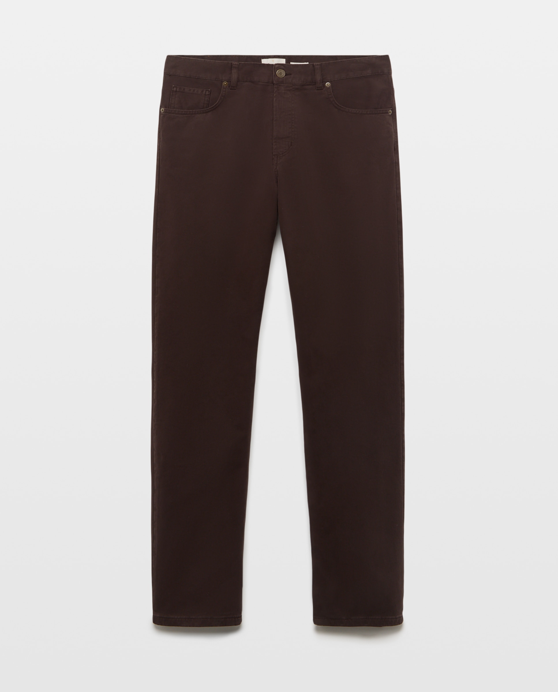Pantalón 5 bolsillos regular fit twill hombre - Emidio Tucci - Marrón Marrón-4