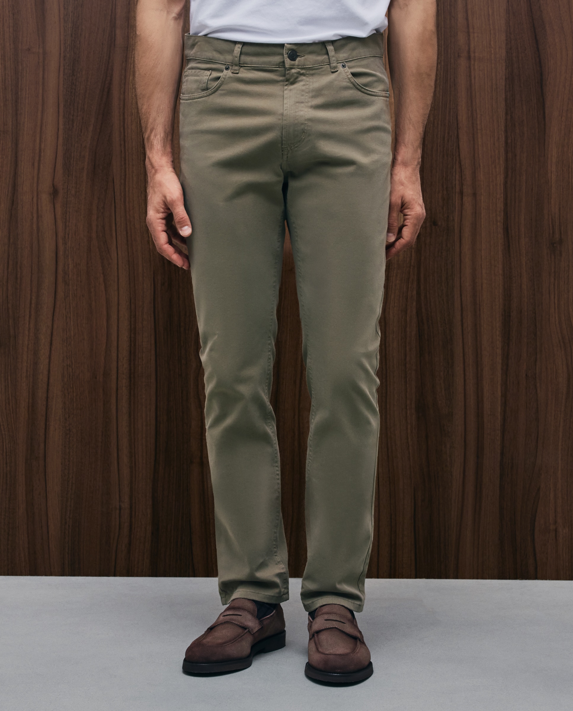 Pantalón 5 bolsillos slim fit twill hombre - Emidio Tucci - Kaki Kaki-2