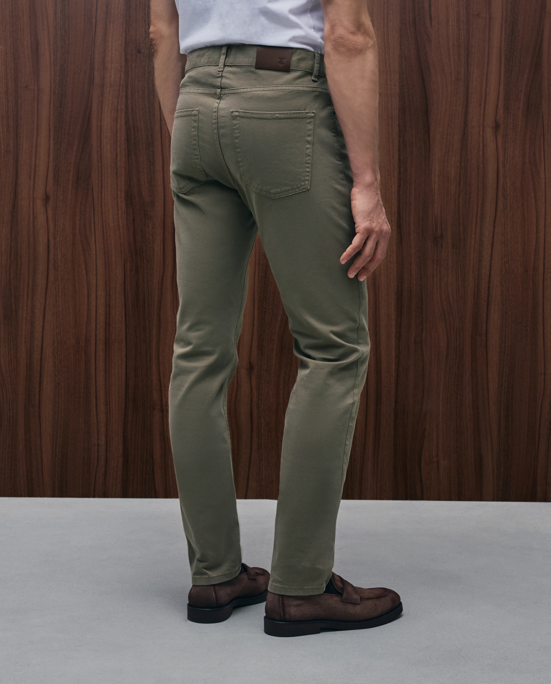 Pantalón 5 bolsillos slim fit twill hombre - Emidio Tucci - Kaki Kaki-3