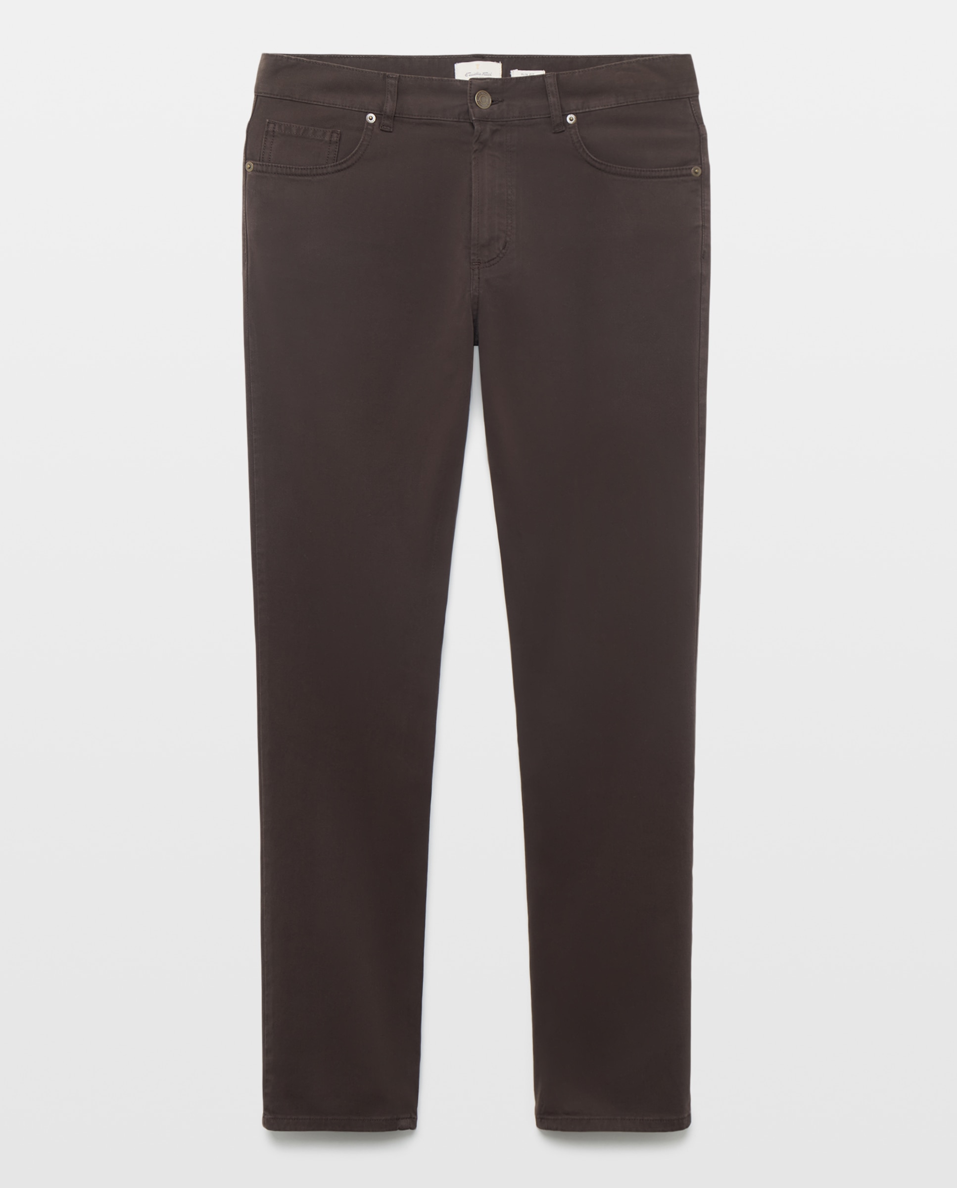 Pantalón 5 bolsillos slim fit twill hombre - Emidio Tucci - Marrón Marrón-4
