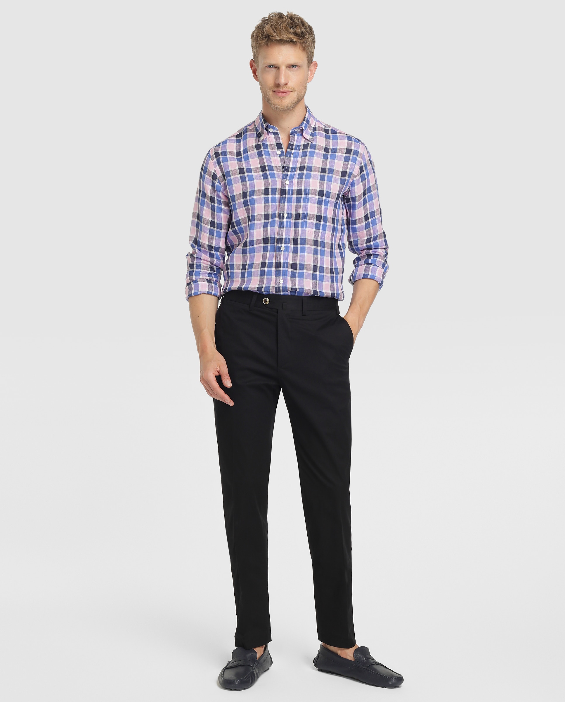 Calças chino de homem Mirto regular pretas Preto-1