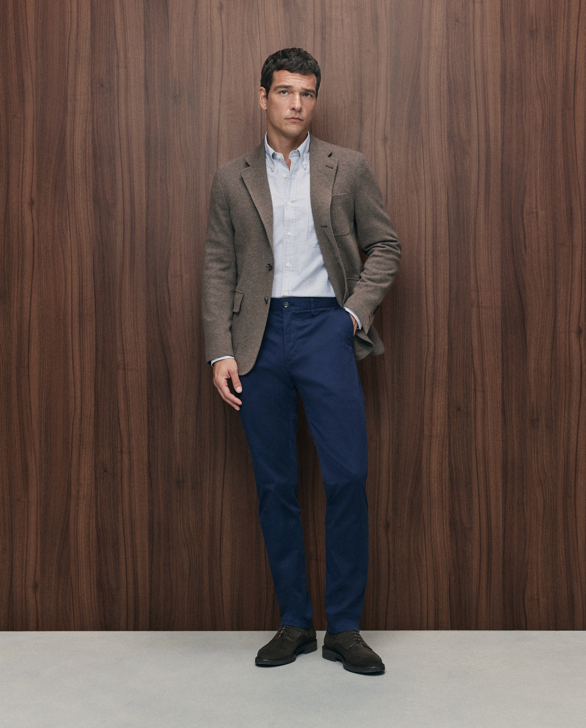 Pantalón chino slim fit twill hombre - Emidio Tucci - Azul marino Azul marino-1