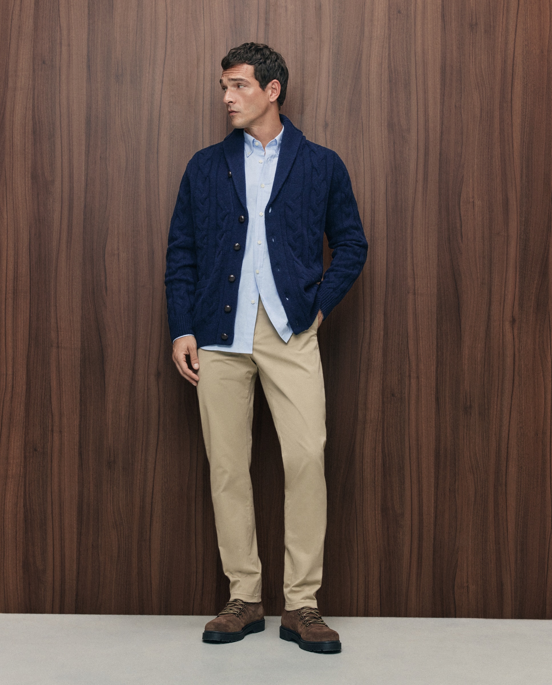 Pantalón chino slim fit twill hombre - Emidio Tucci - Beige Beige-1