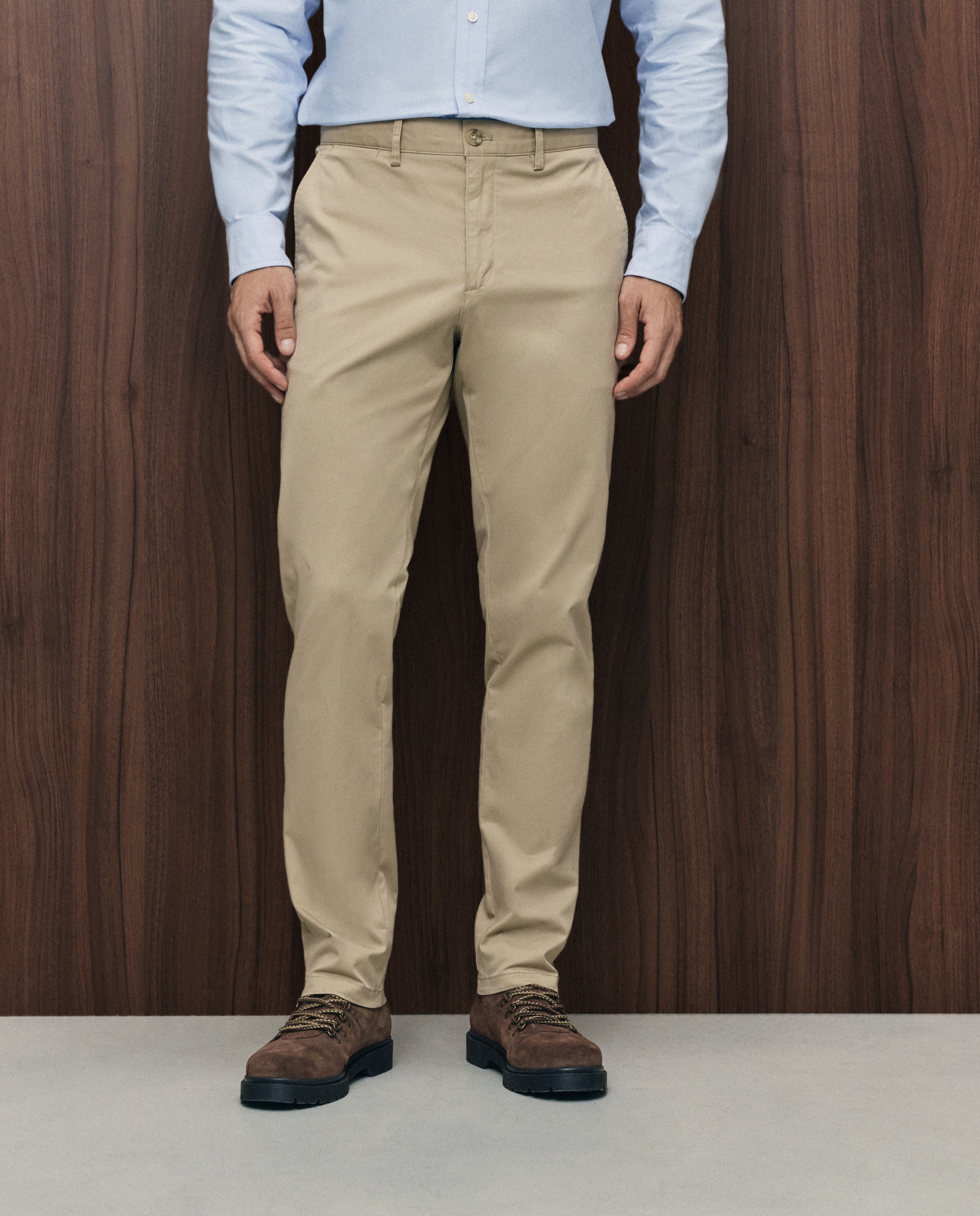 Pantalón chino slim fit twill hombre - Emidio Tucci - Beige Beige-2