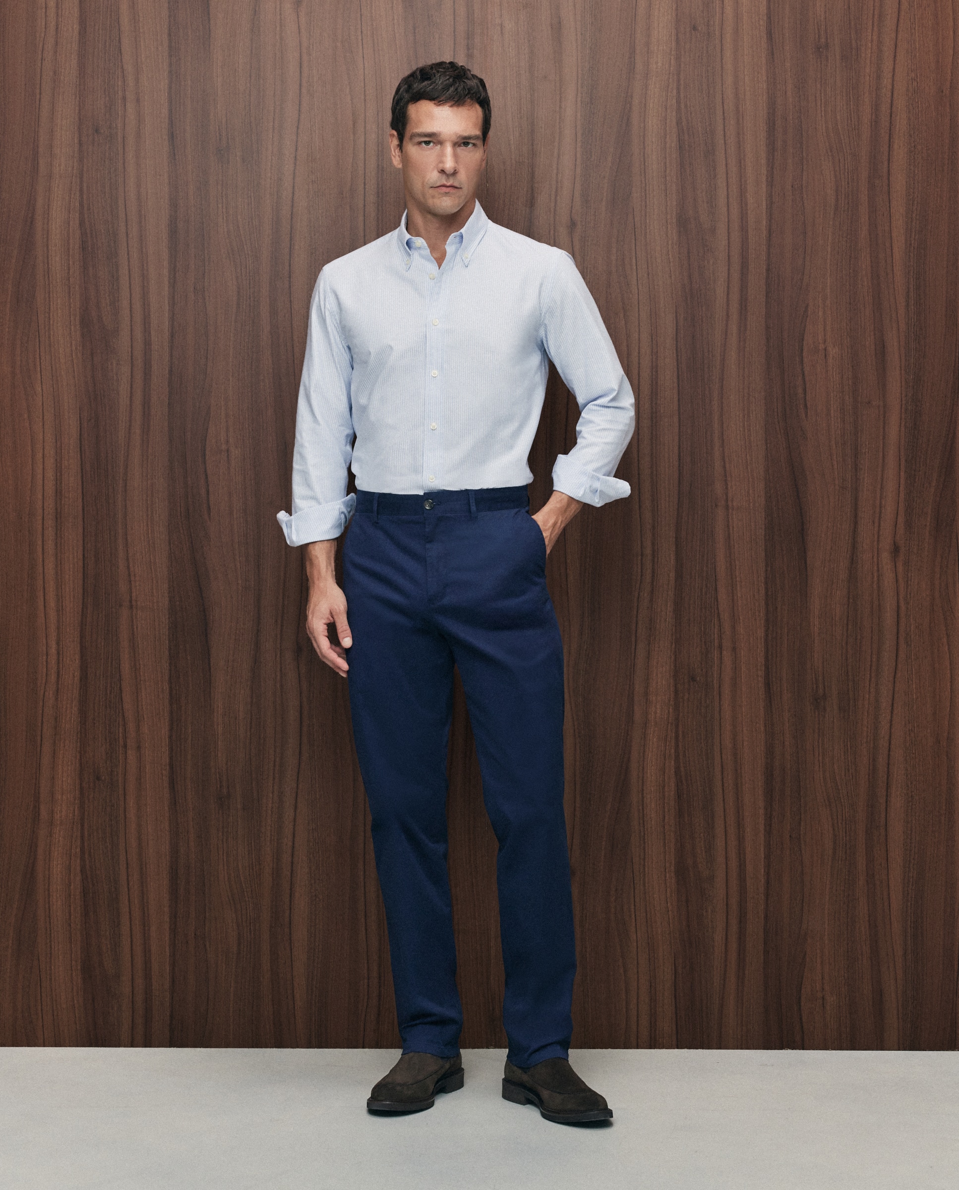 Pantalón chino regular fit twill hombre - Emidio Tucci - Azul marino Azul marino-1