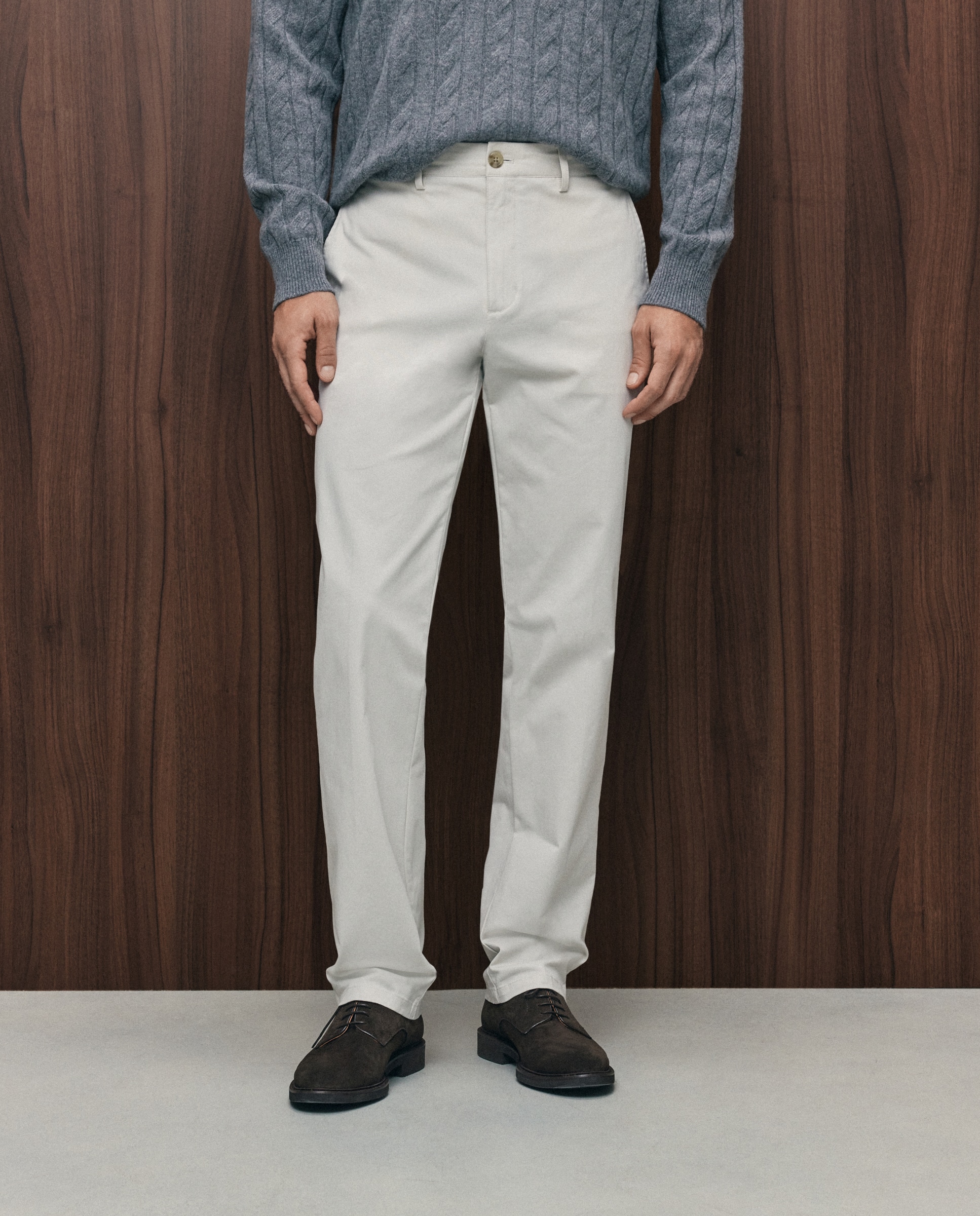 Pantalón chino regular fit twill hombre - Emidio Tucci - Gris claro Gris claro-2