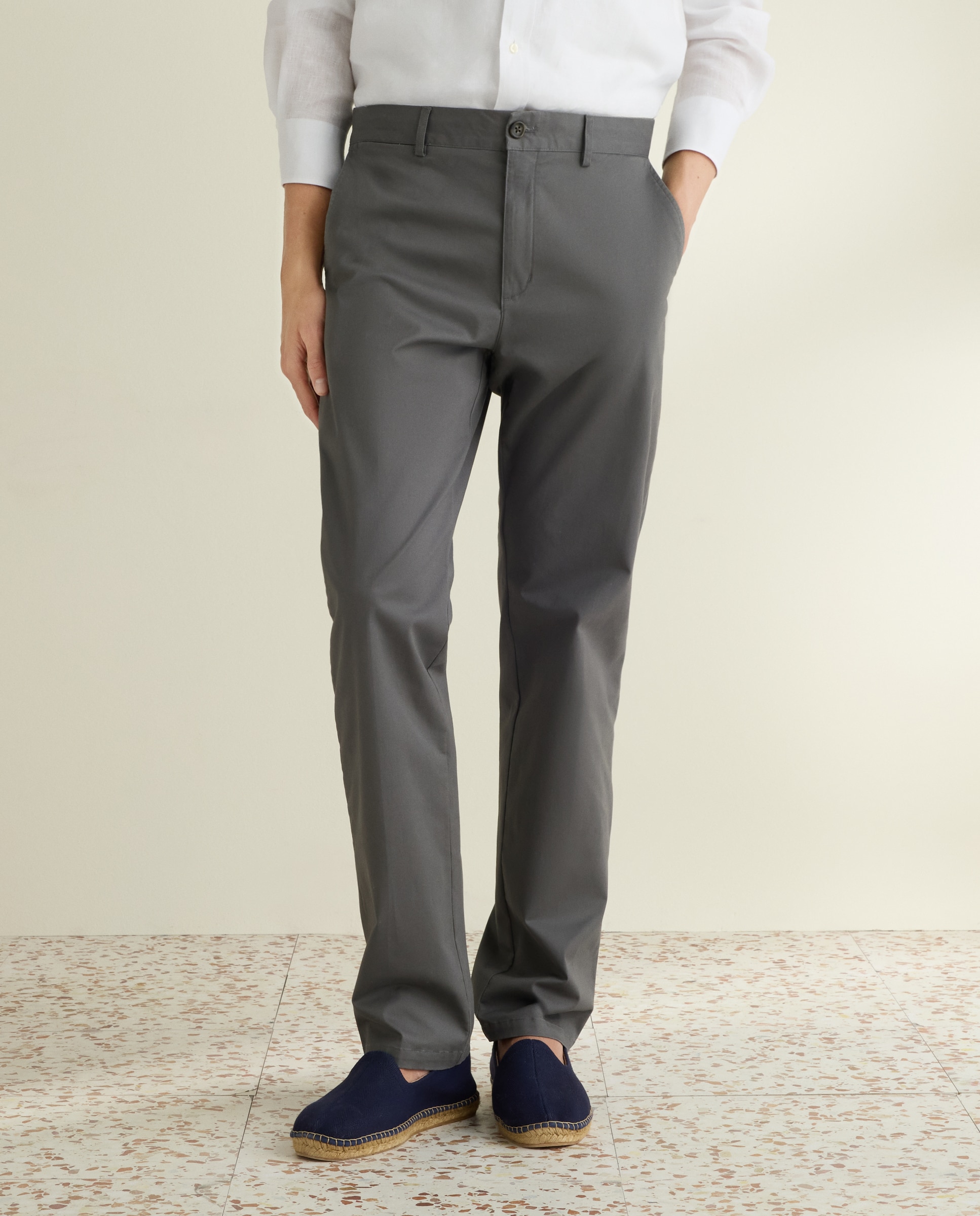 Pantalón chino regular fit twill hombre - Emidio Tucci - Gris Gris-2