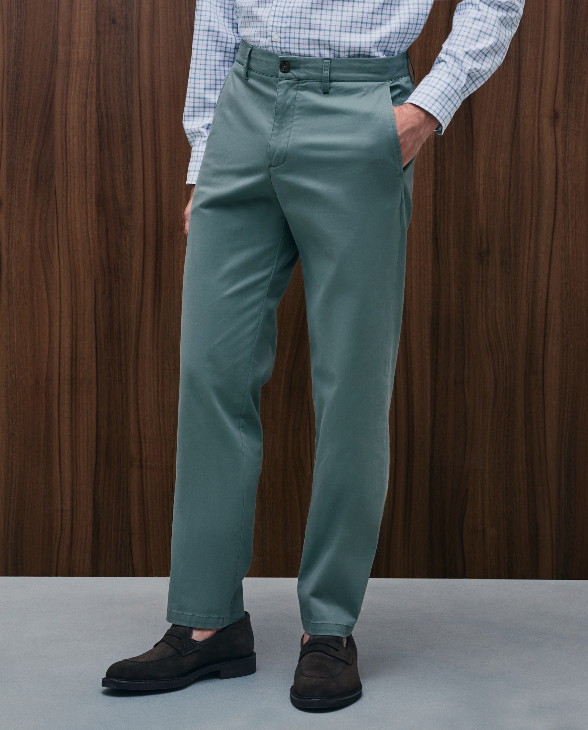 Pantalón chino regular fit twill hombre - Emidio Tucci - Verde Verde-2