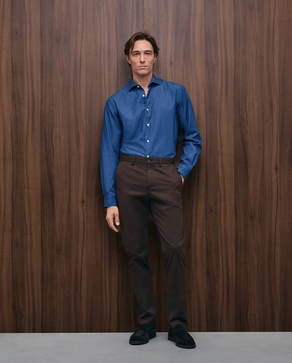 Imagen 0 de Pantalón chino slim fit twill hombre Marrón