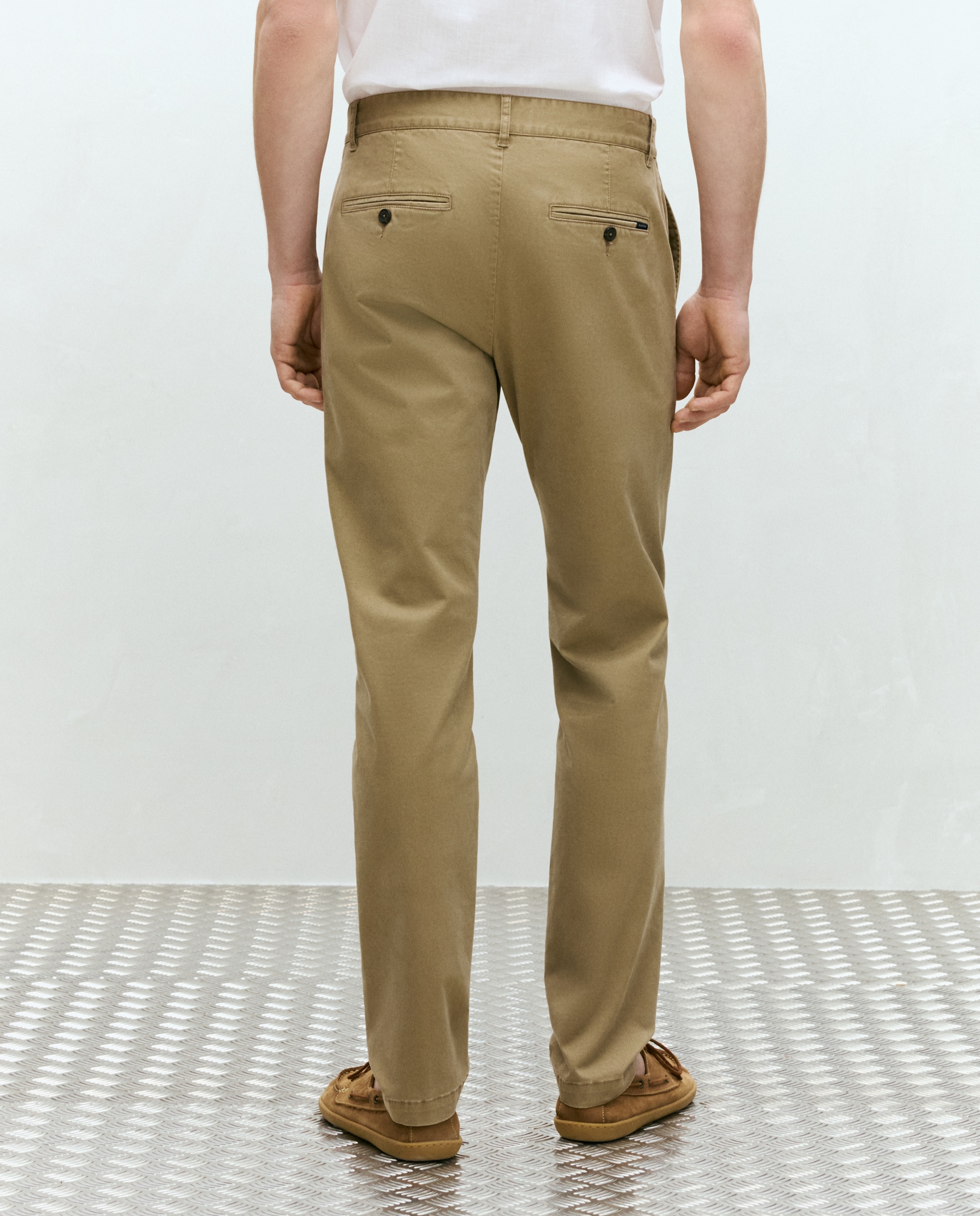 Calças Desportivas Básicas Slim de Algodão Stretch Camel-3