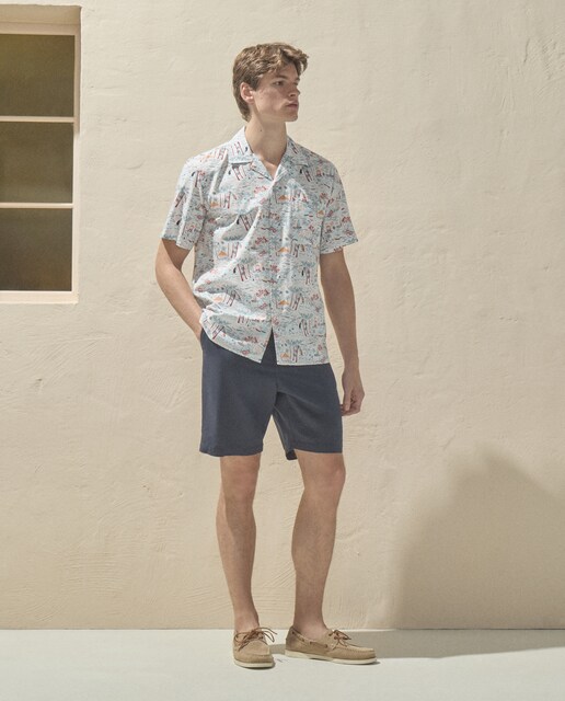 Bermuda hombre, regular lino algodón