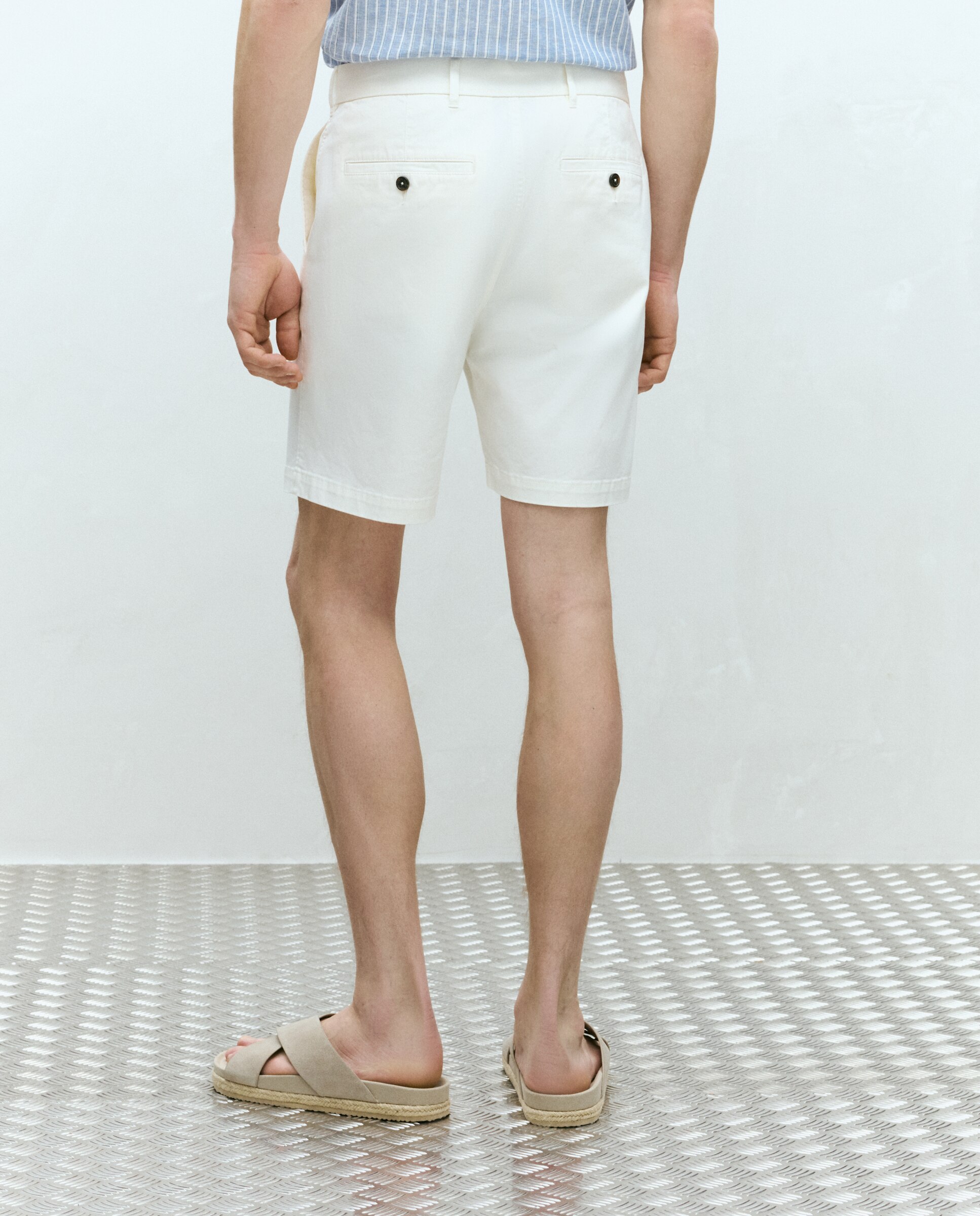 Bermudas Desportivas Básicas Regular Branco-3
