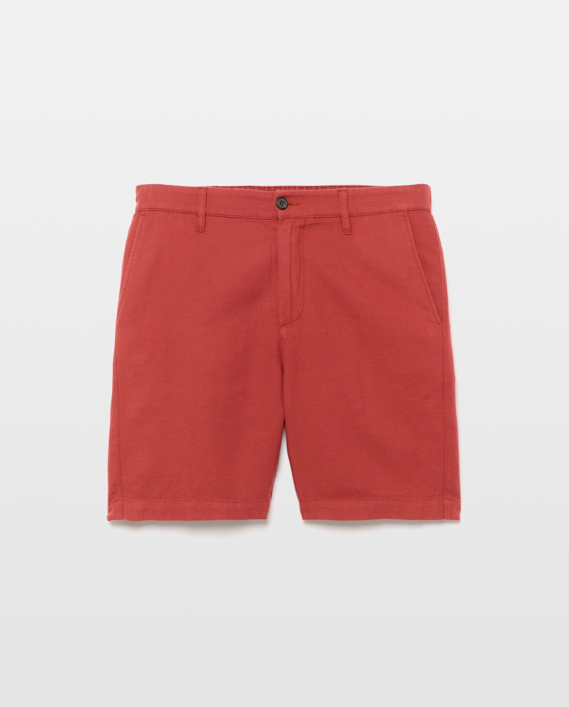 Bermudas Desportivas Básicas de Linho Regular Bordeaux-4