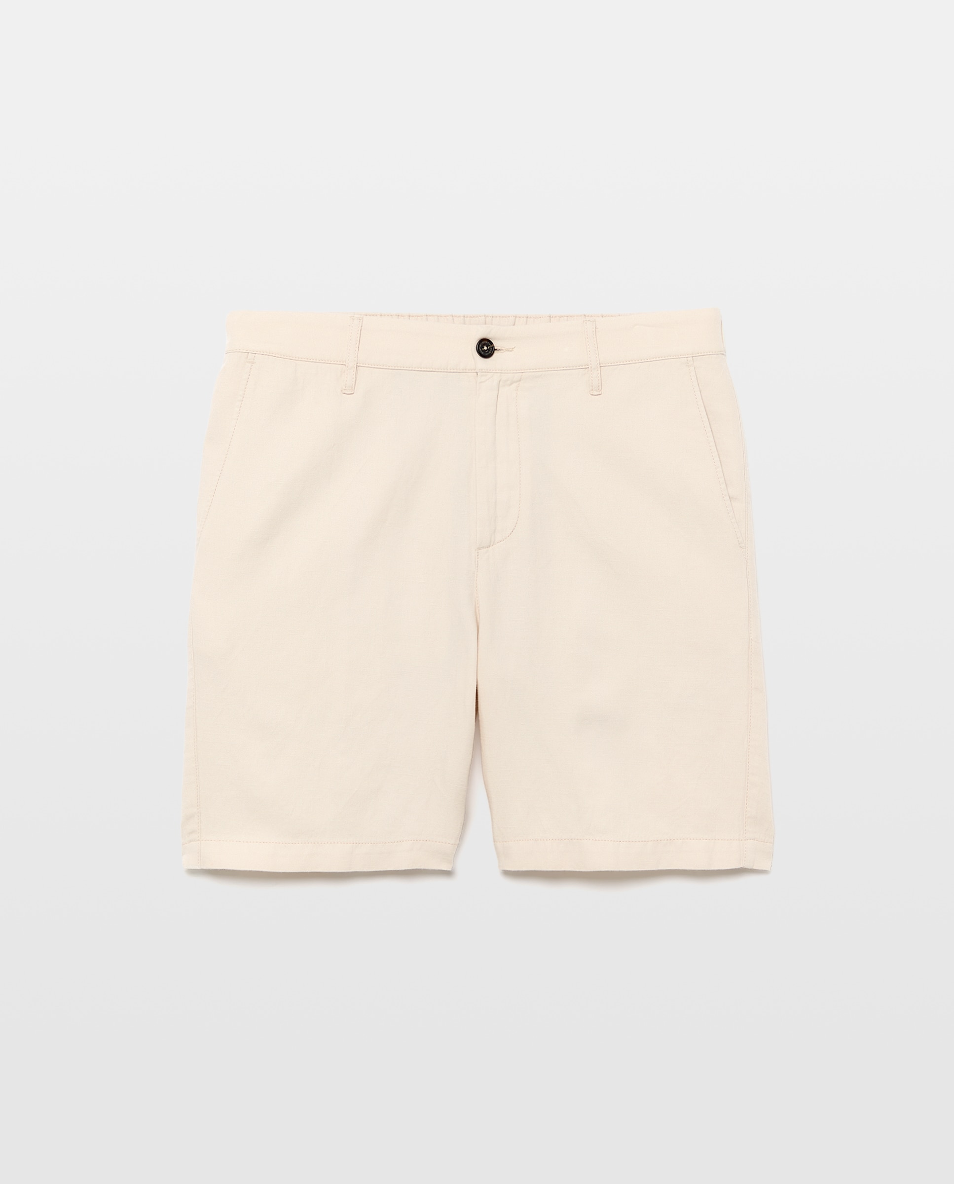 Bermudas Desportivas Básicas de Linho Regular Branco-4