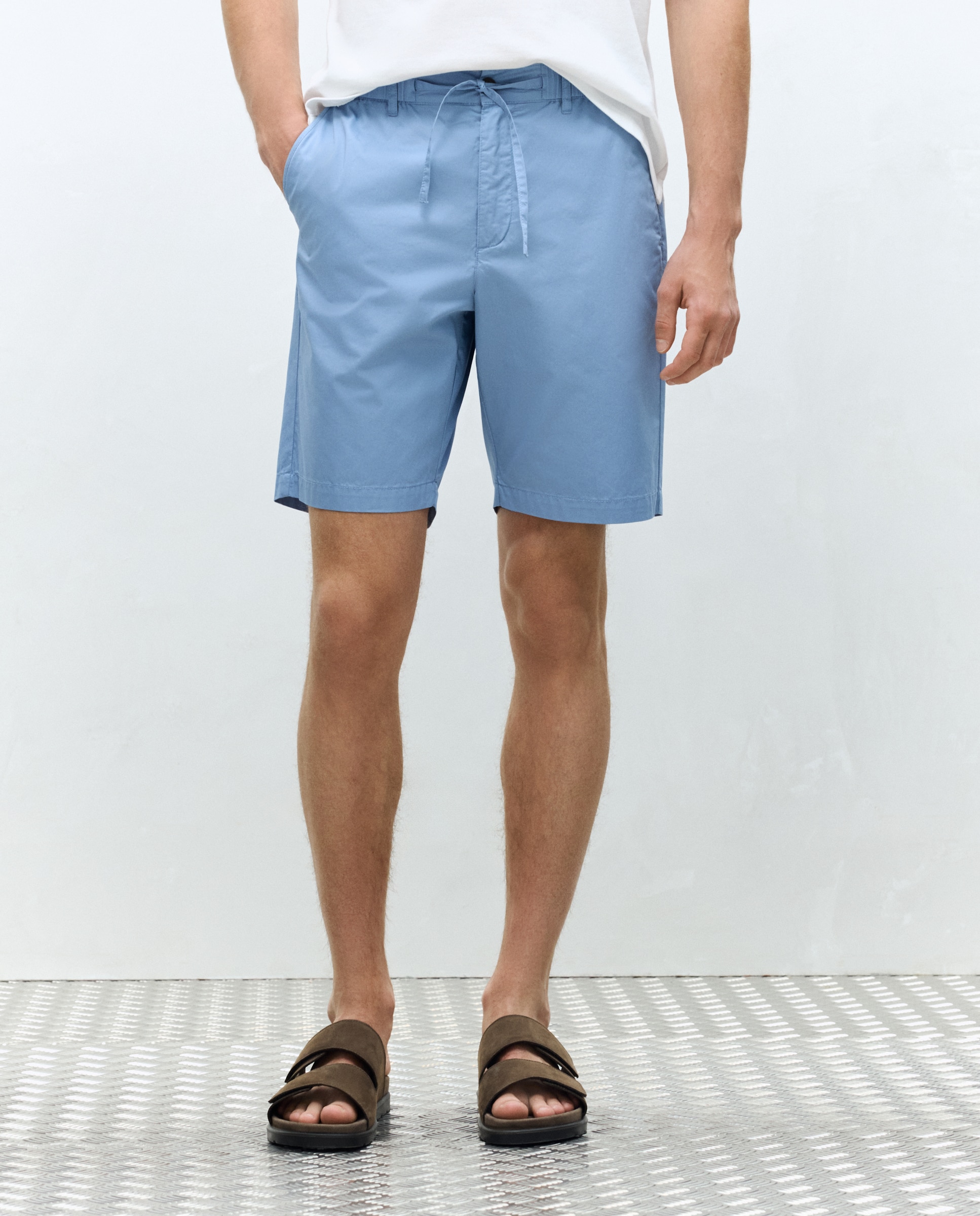 Bermudas Desportivas com Cintura com Elásticos Regular Azul-2