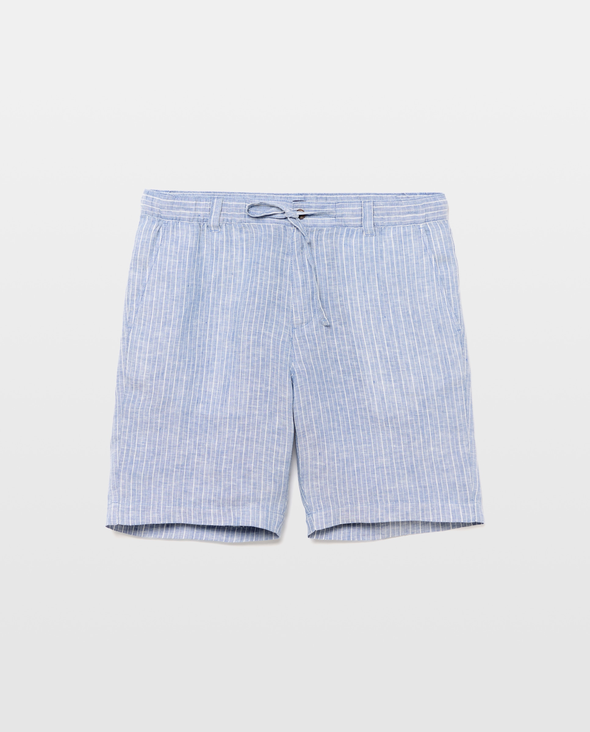 Bermudas Desportivas de Linho Regular Azul-claro-4