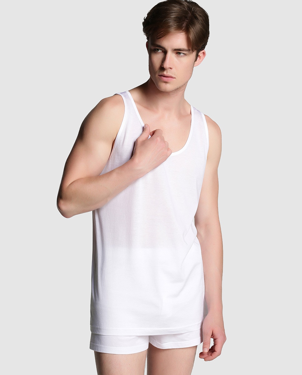 Camisola interior de homem Branco-1