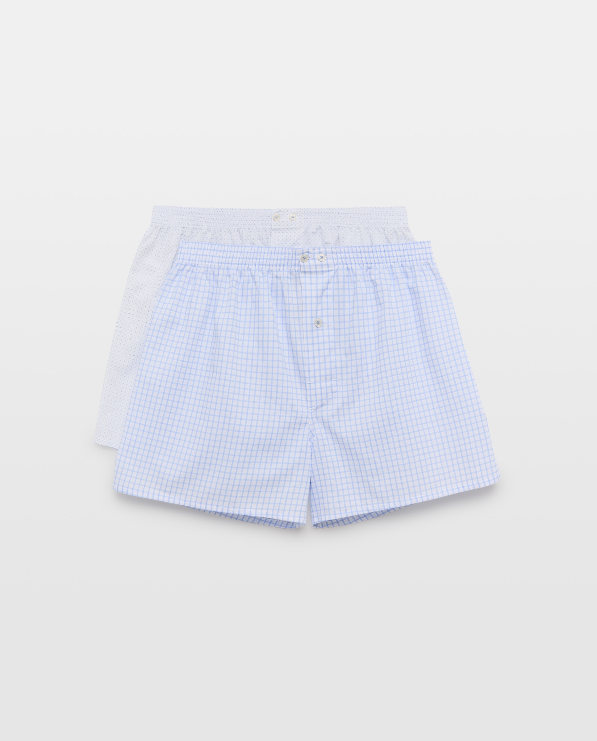 Imagen 0 de Pack 2 Boxers de tela estampados 100% algodón hombre Azul claro