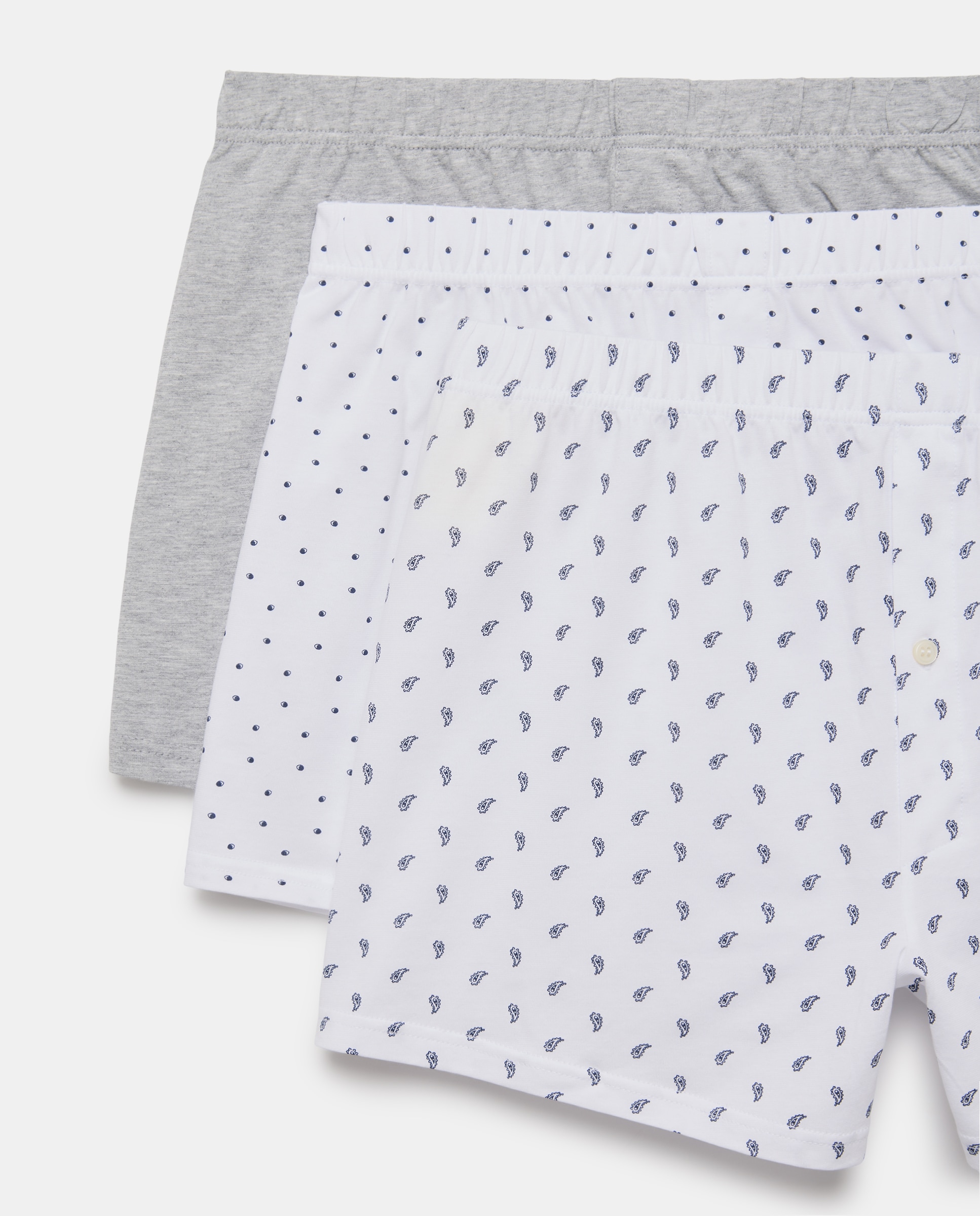 Pack de 3 Boxers de Malha Estampados Branco-3