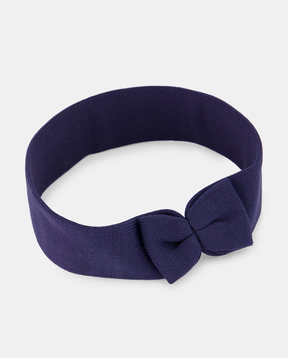 Fita de Cabelo Lisa com Laço Azul-marinho-2