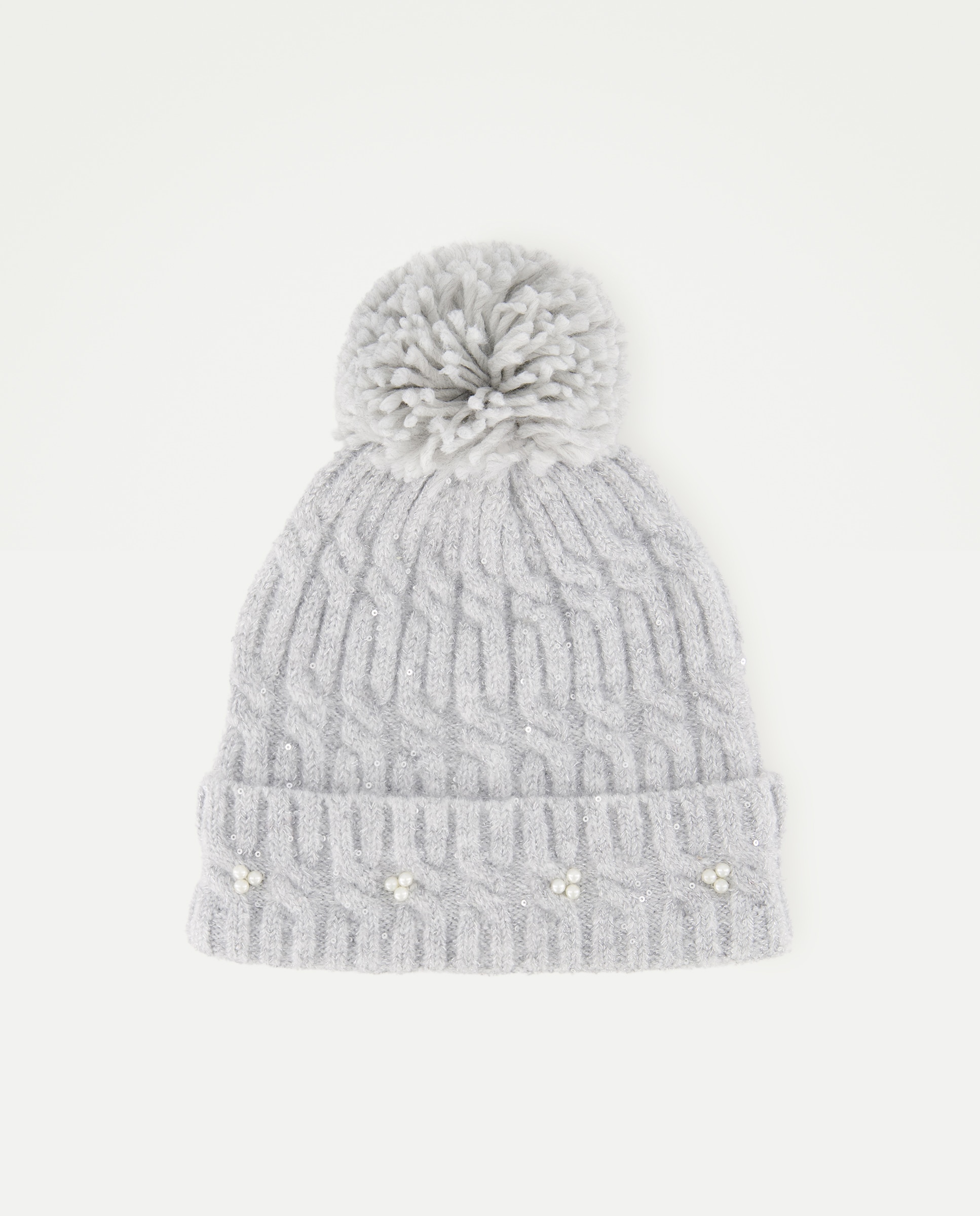Imagem 0 de Gorro Canelado com Pérolas e Tranças a Condizer