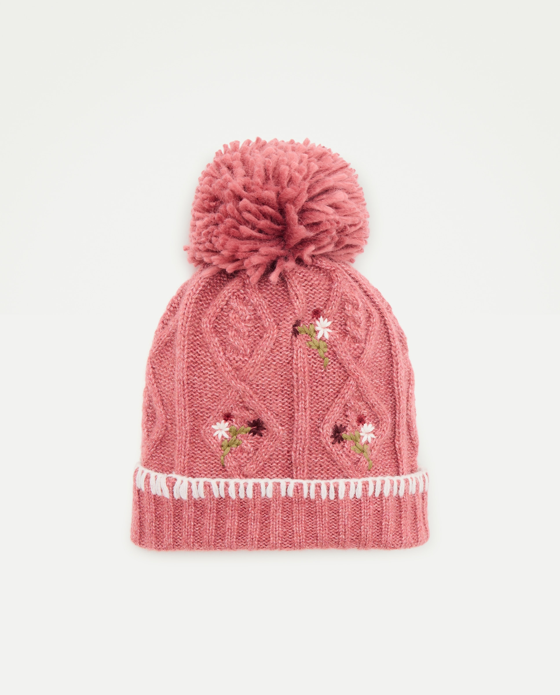 Gorro de niña liso con flores bordadas - Kids El Corte Inglés - 220 Rosa palo 220 Rosa palo-1