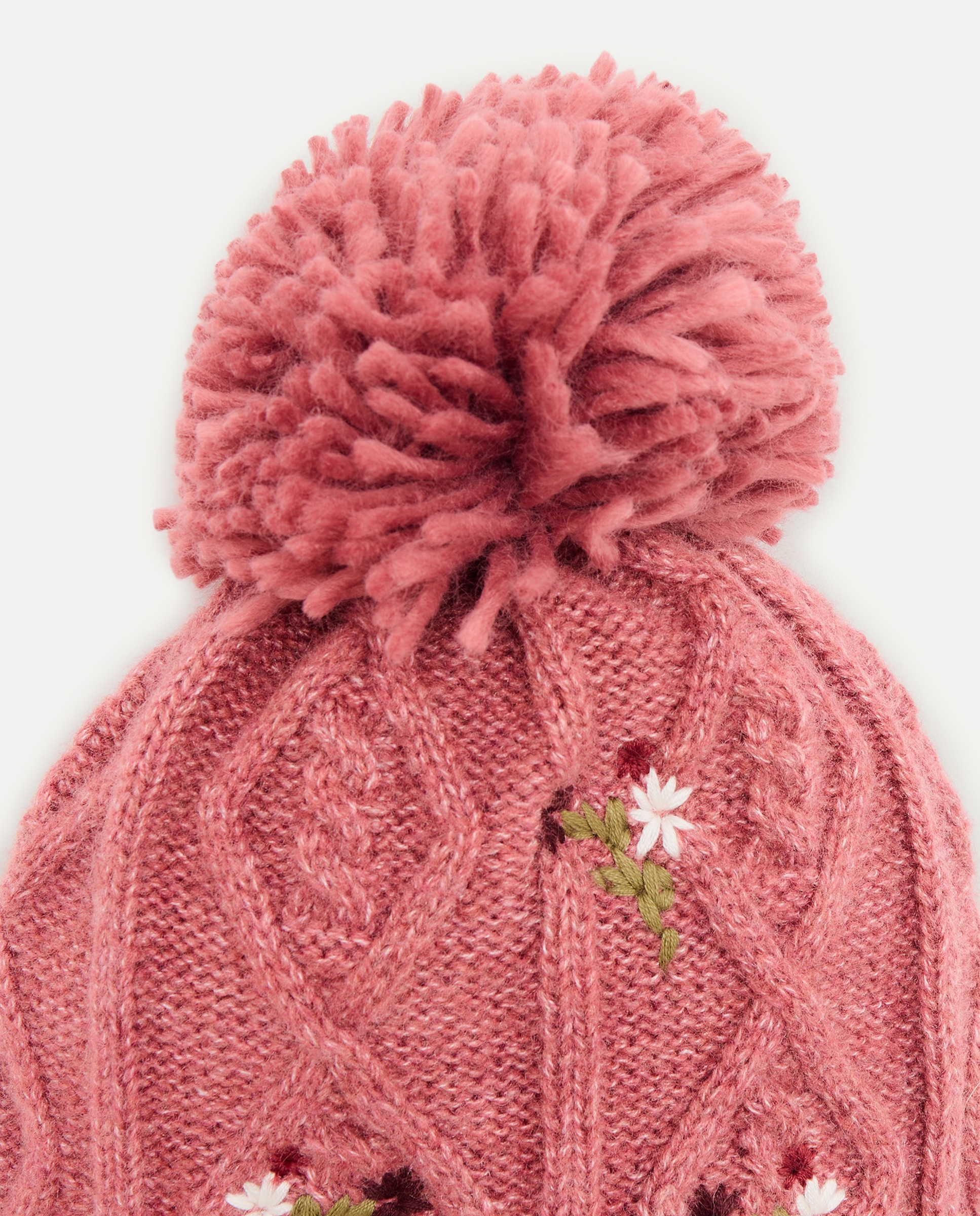 Gorro de niña liso con flores bordadas - Kids El Corte Inglés - 220 Rosa palo 220 Rosa palo-2