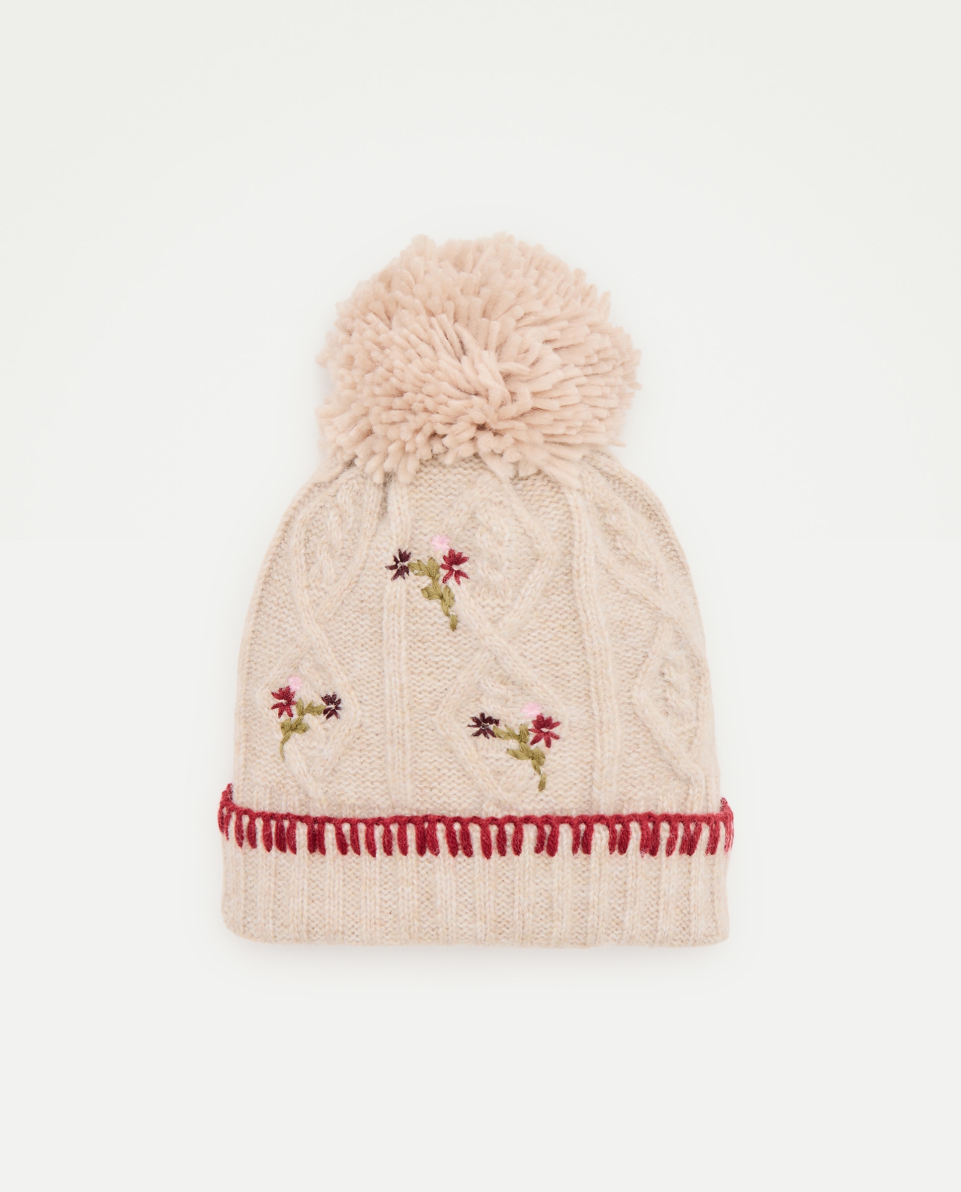 Gorro de niña liso con flores bordadas - Kids El Corte Inglés - 710 Beige 710 Beige-1