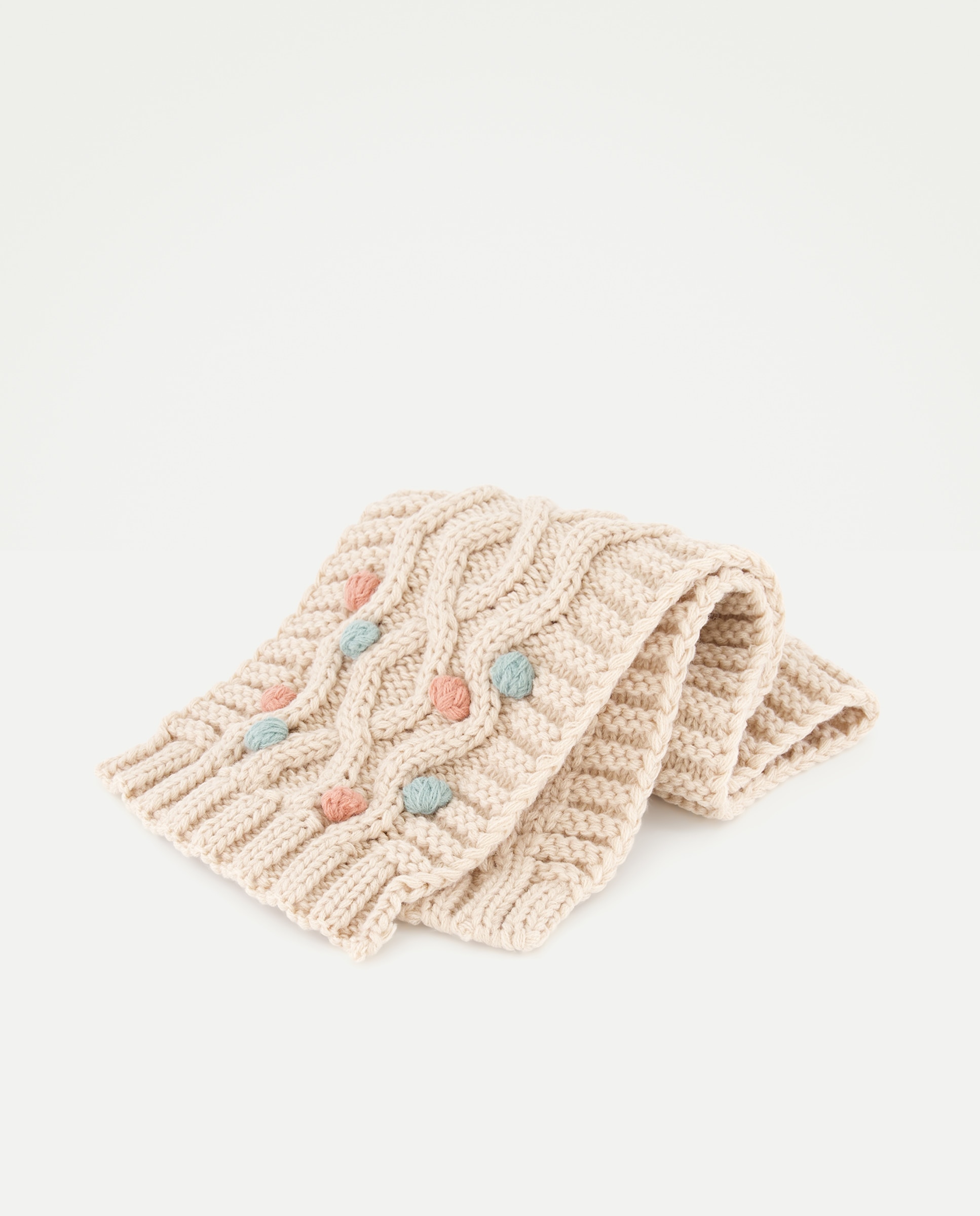 Cachecol com Pompons Bege-2
