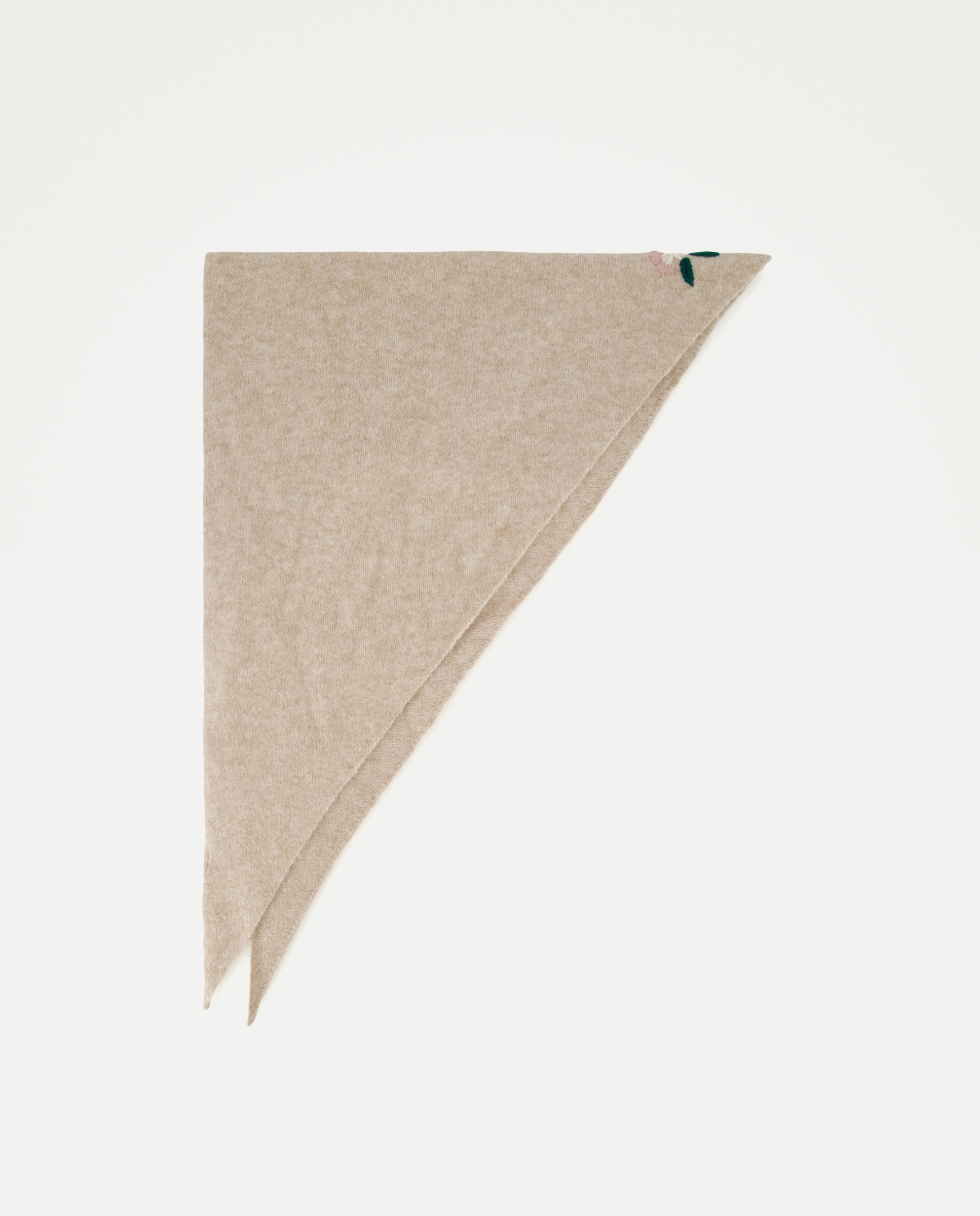 Lenço de Tricot com Bordado de Fantasia 730 Camel-1