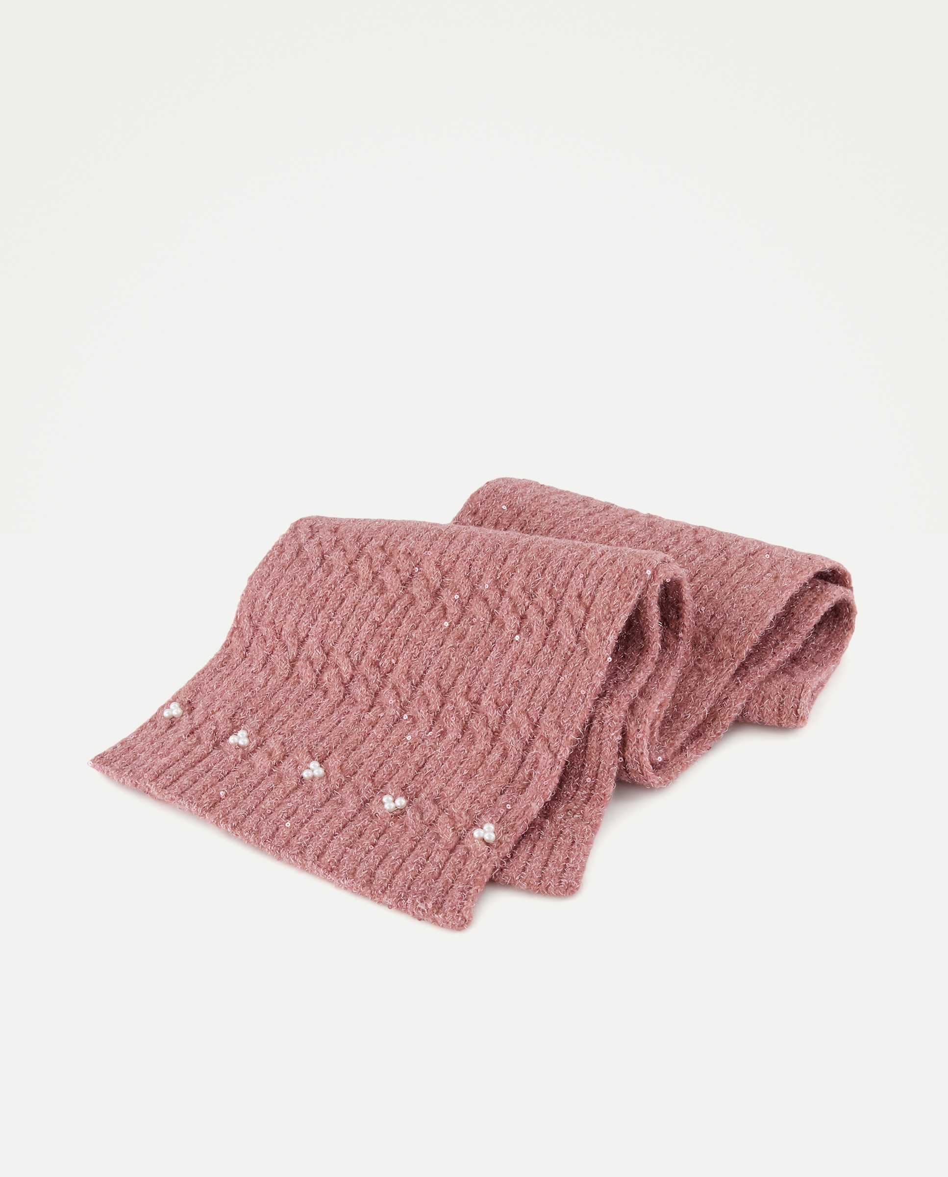 Bufanda perlas rib trenzas coordinado de niña - Kids El Corte Inglés - Rosa claro Rosa claro-2