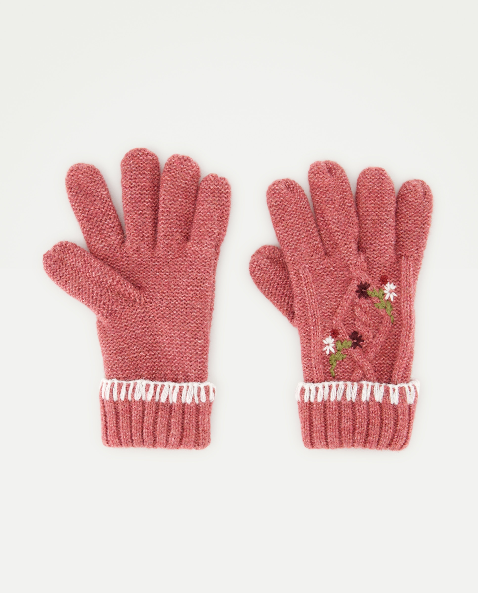 Guantes de niña liso con flores bordadas - Kids El Corte Inglés - 220 Rosa palo 220 Rosa palo-1