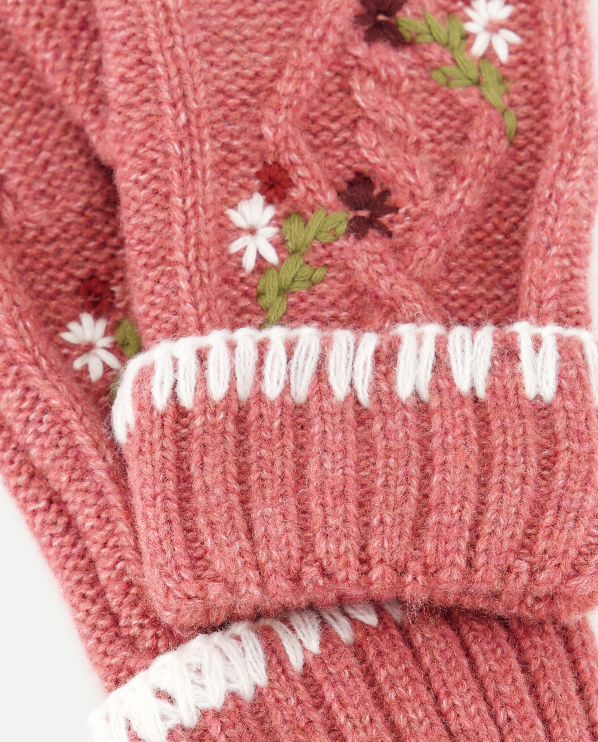 Guantes de niña liso con flores bordadas - Kids El Corte Inglés - 220 Rosa palo 220 Rosa palo-2
