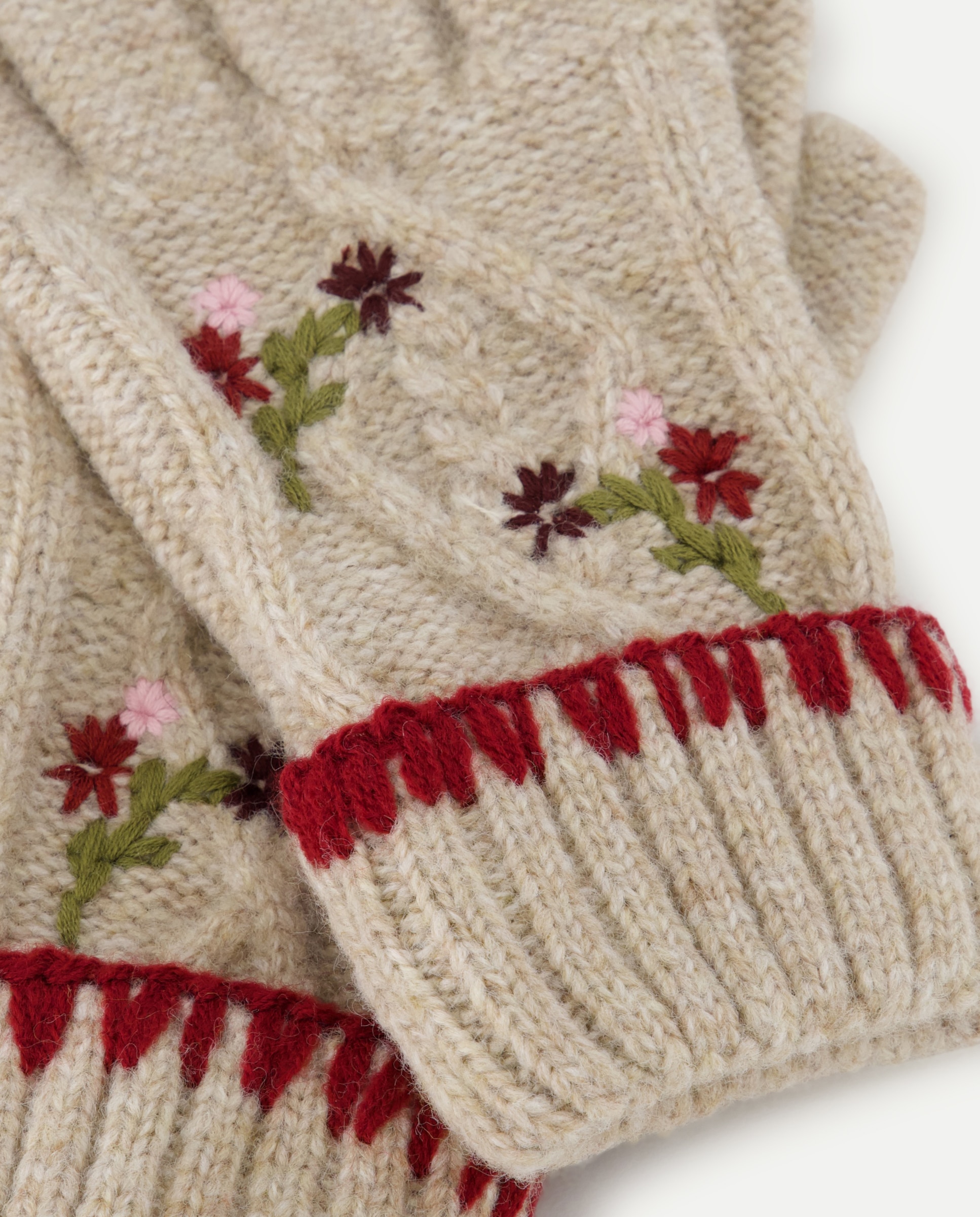 Guantes de niña liso con flores bordadas - Kids El Corte Inglés - 710 Beige 710 Beige-2