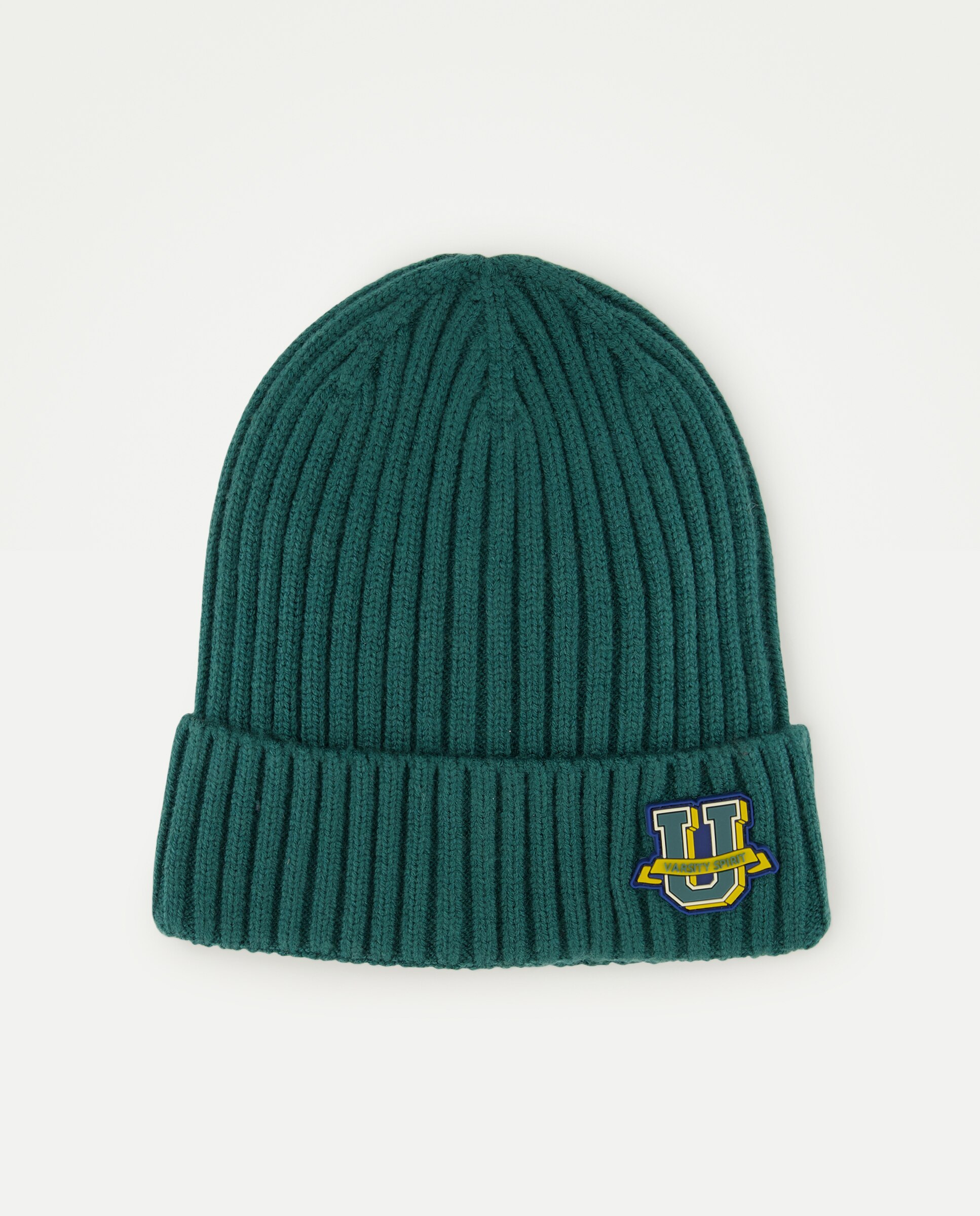 Imagem 0 de Gorro Canelado com Contraste de Riscas e Emblema de Letra