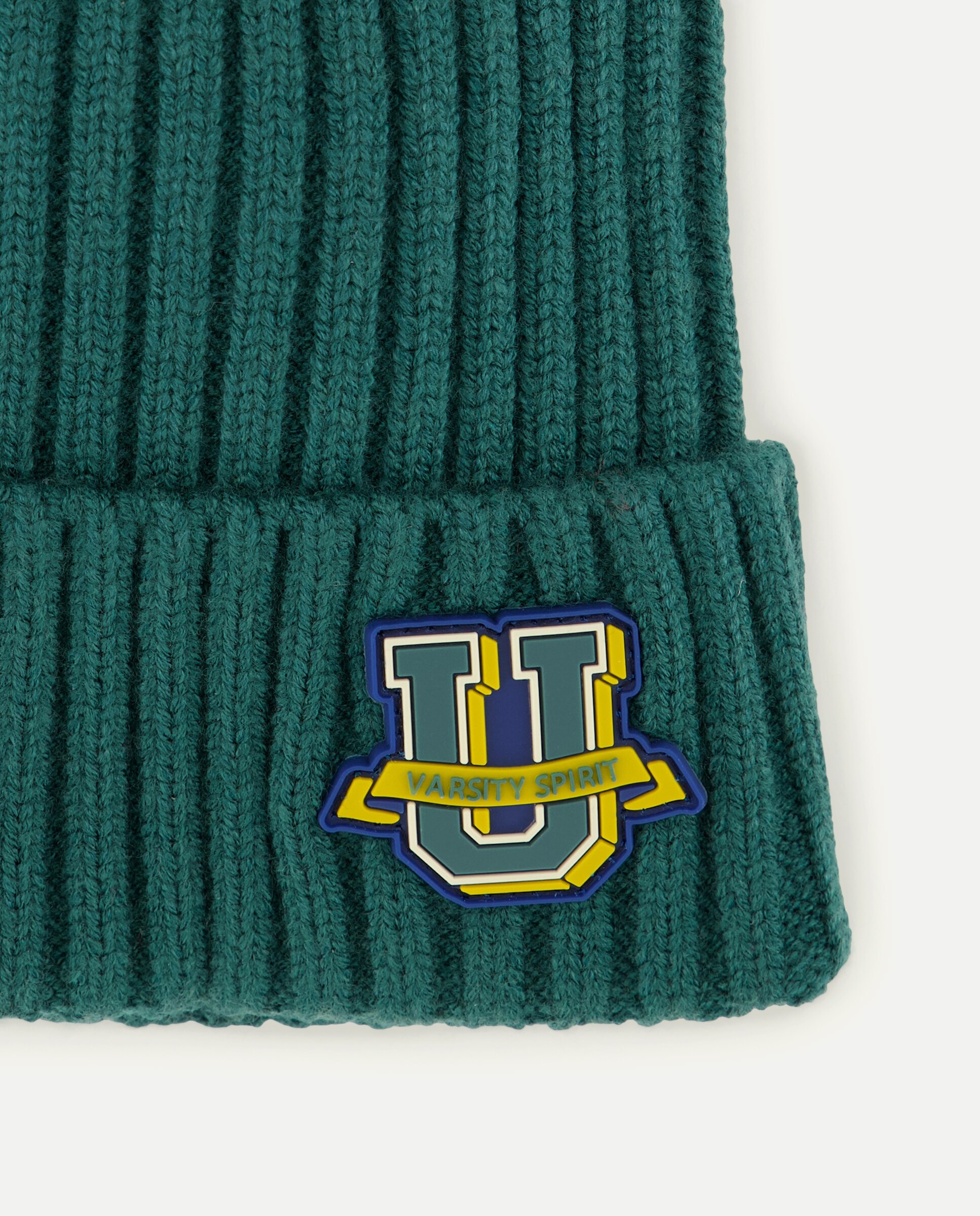 Gorro Canelado com Contraste de Riscas e Emblema de Letra Kids El Corte Inglés 530 Verde Escuro-2