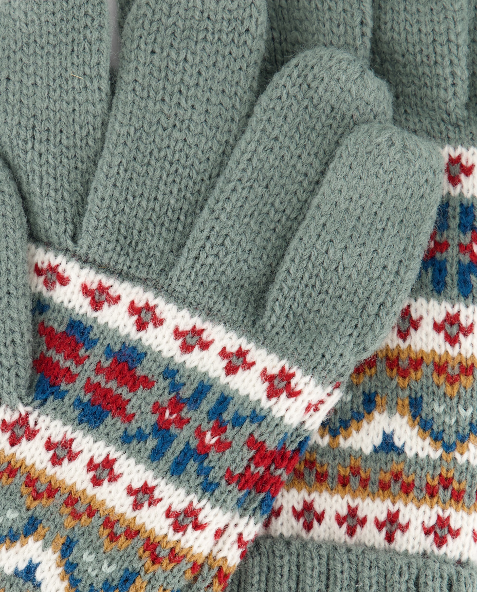 Luvas com Jacquard Combinado 530 Verde Escuro-2