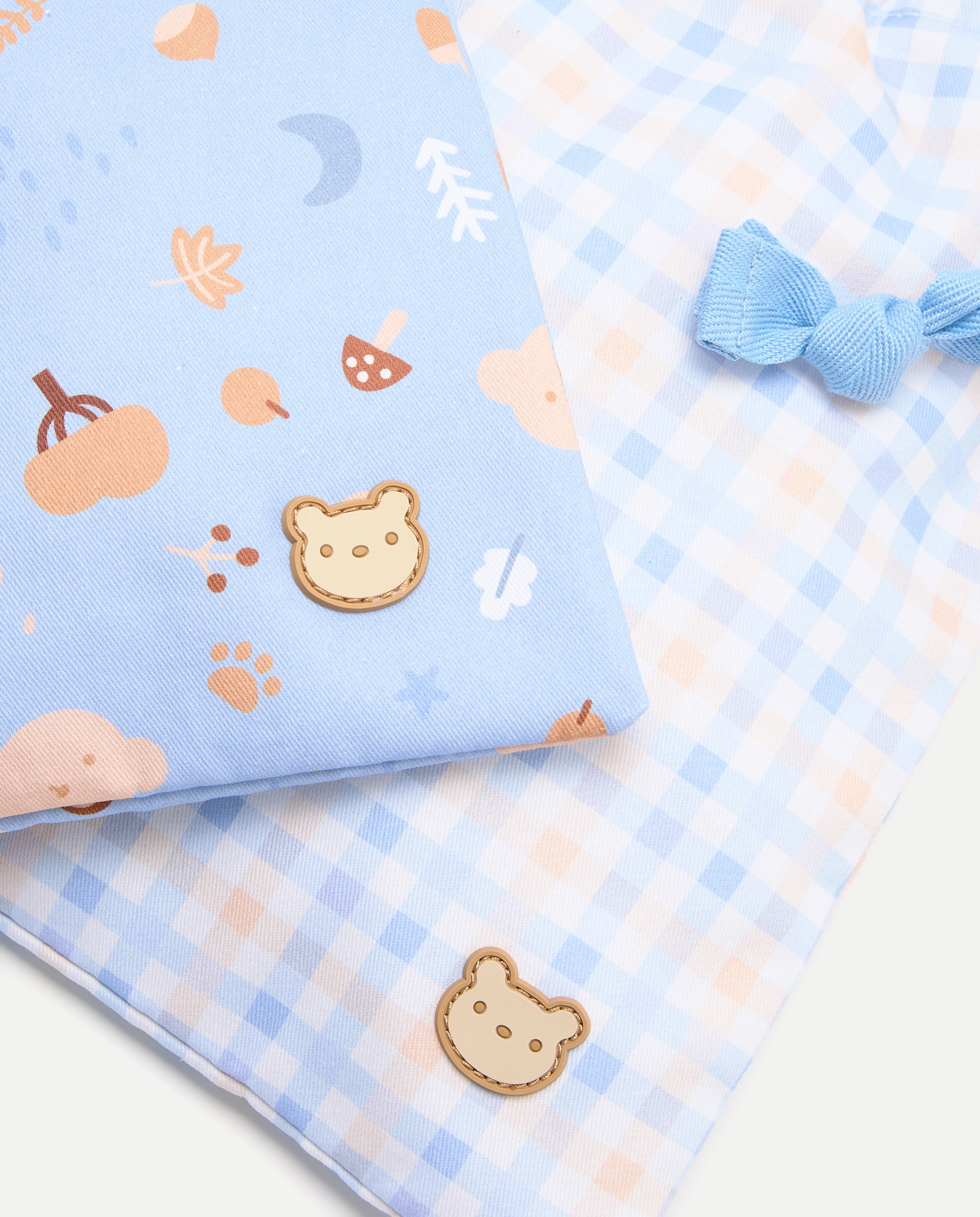 Pack de 2 Bolsas de Bebé com Ursinhos e Quadrados Baby El Corte Inglés 410 Azul Claro-3