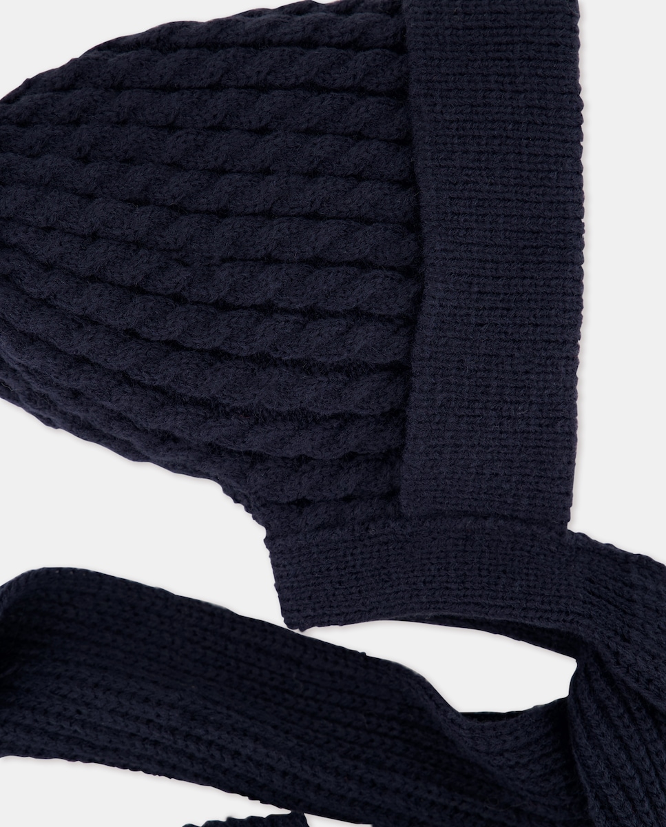Gorro de Bebé com Cachecol com Tranças Azul-marinho-2