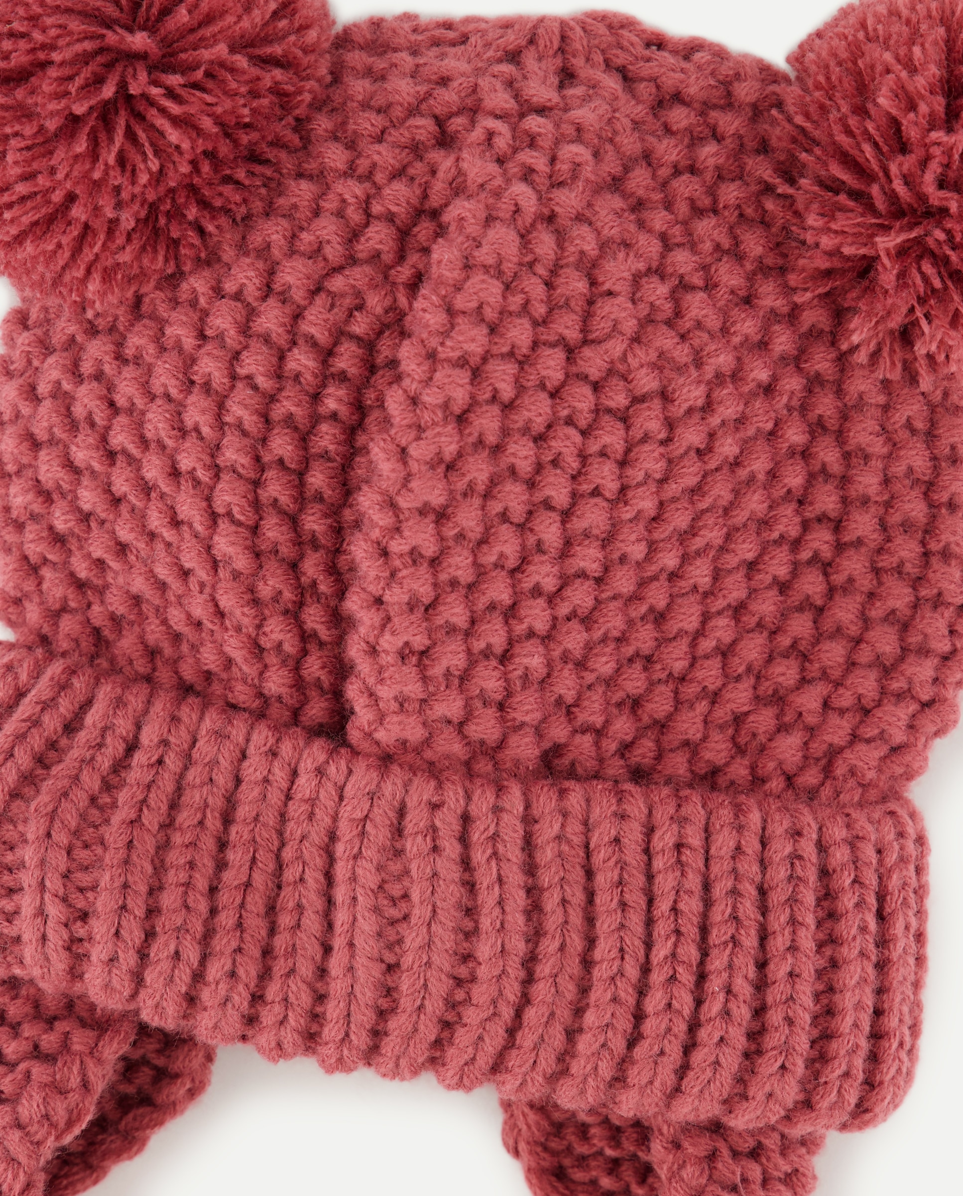 Gorro de Malha com Dois Pompons Baby El Corte Inglés 220 Rosa Pálido-2