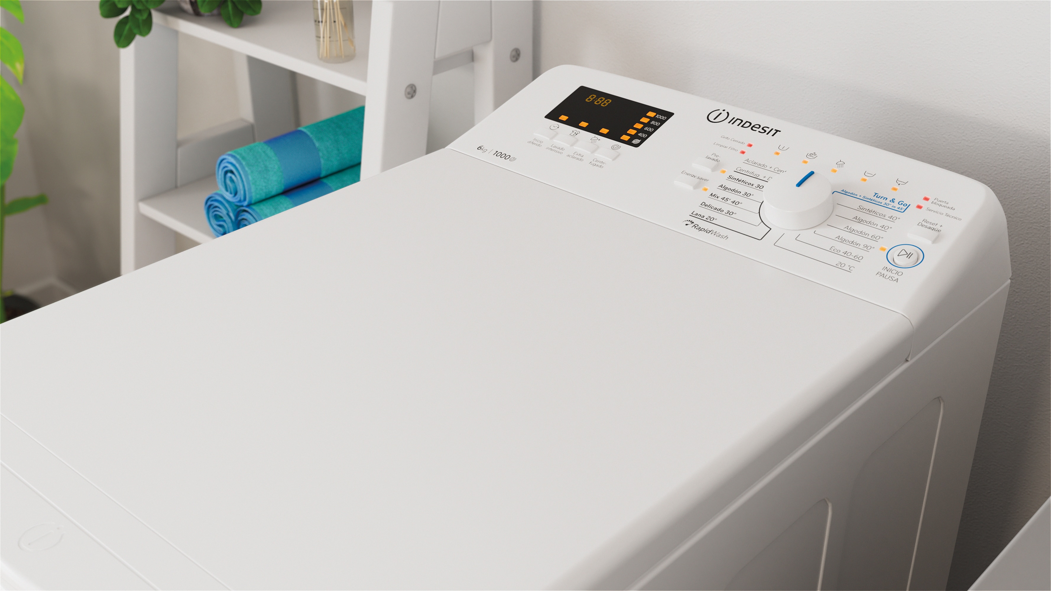 Lavadora carga superior Indesit 6 kg / 1000 rpm - BTW S60400 SP/N Blanco-9