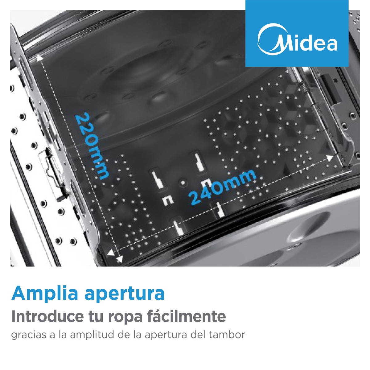 Lavadora carga superior Midea 7 kg / 1.200 rpm - MF100T70B/W- ES Blanco-5
