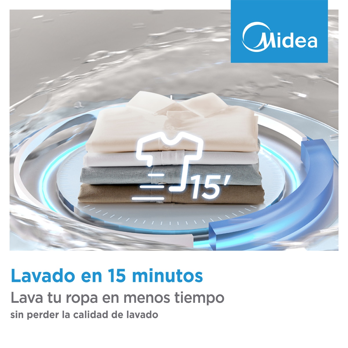 Lavadora carga superior Midea 8 kg / 1.300 rpm - MF100T80B/W-ES Blanco-8